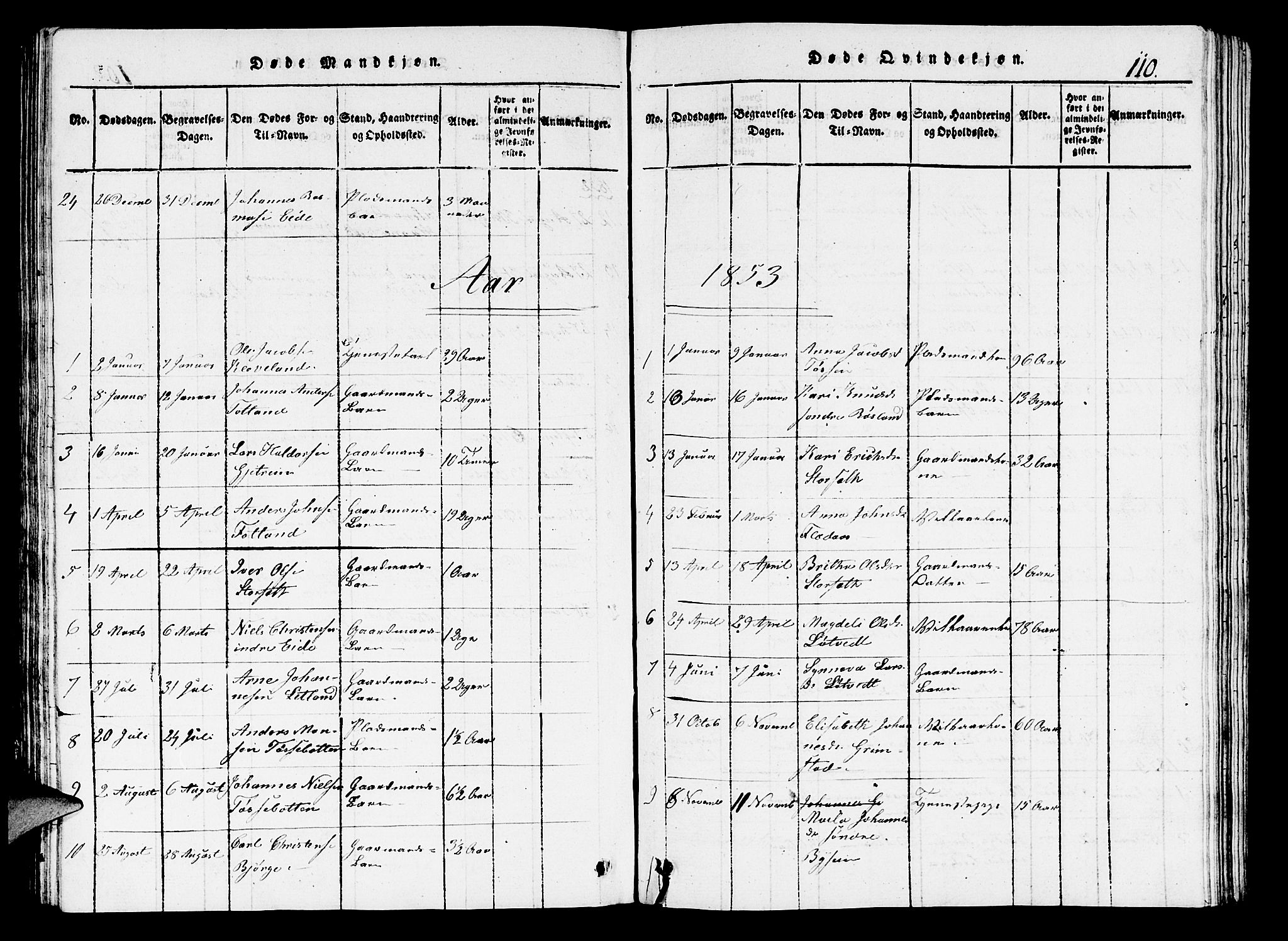 Hosanger sokneprestembete, AV/SAB-A-75801/H/Hab: Parish register (copy) no. A 1 /1, 1816-1856, p. 110