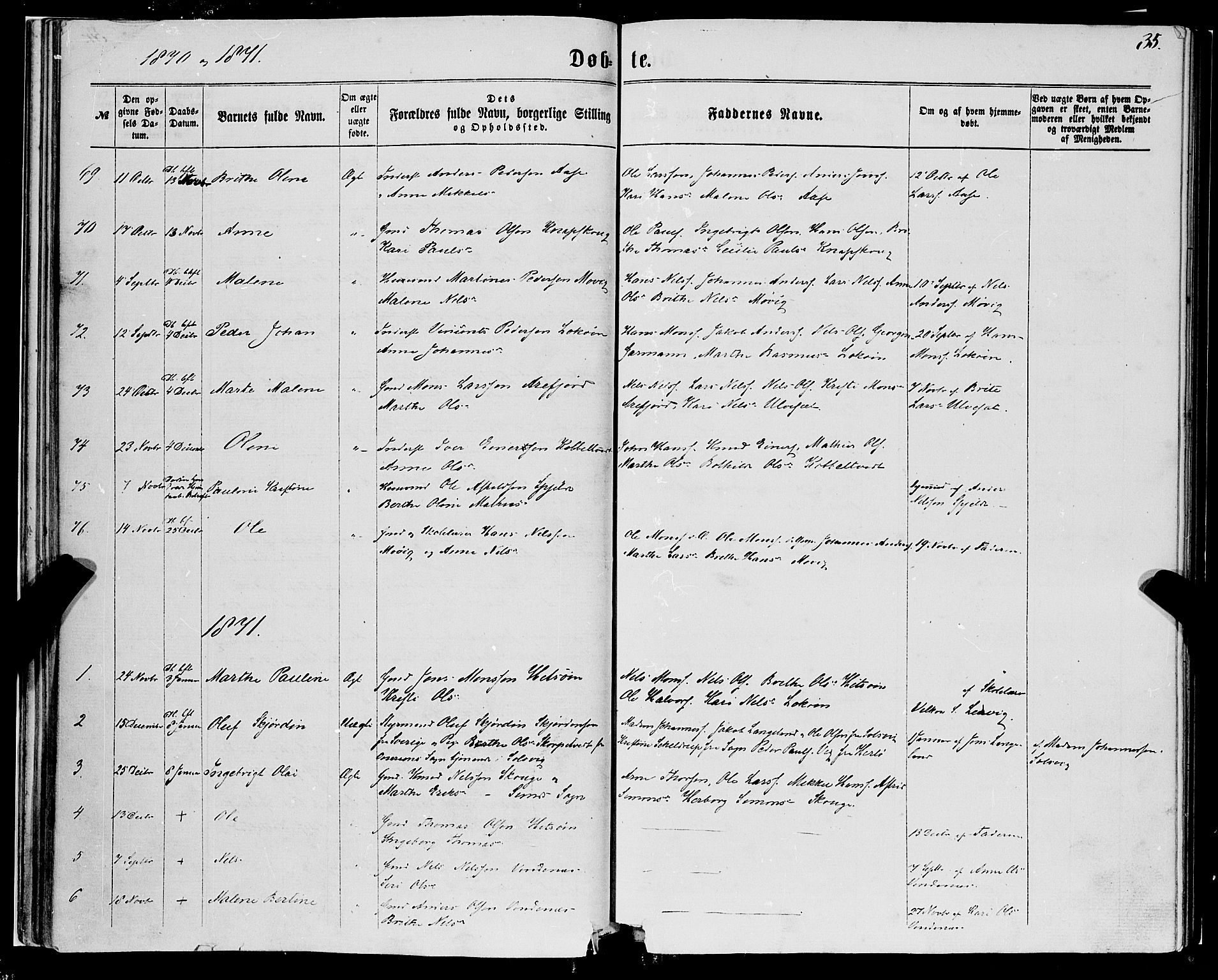 Fjell sokneprestembete, AV/SAB-A-75301/H/Haa: Parish register (official) no. A 3, 1864-1877, p. 35