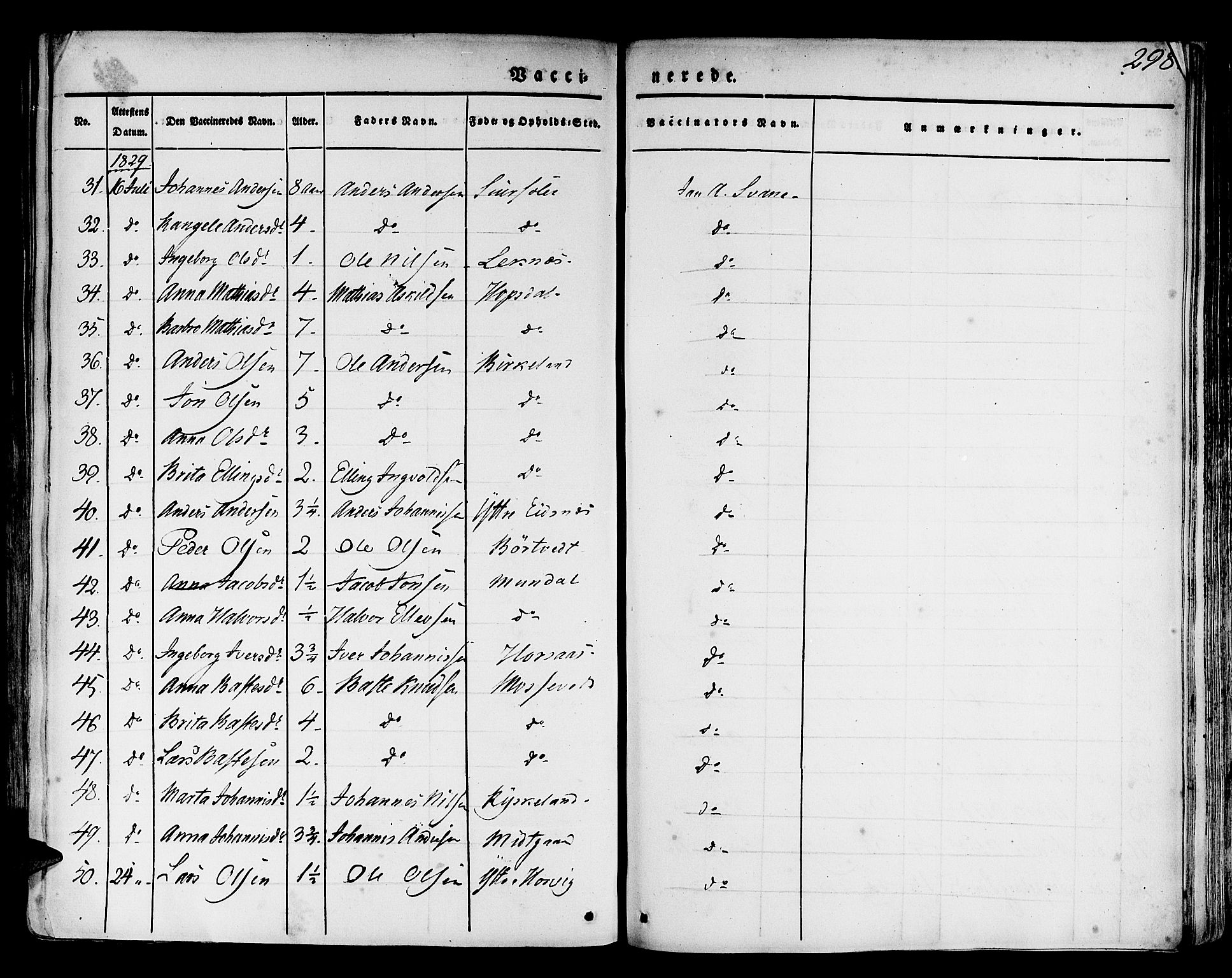 Hamre sokneprestembete, AV/SAB-A-75501/H/Ha/Haa/Haaa/L0011: Parish register (official) no. A 11, 1826-1834, p. 298