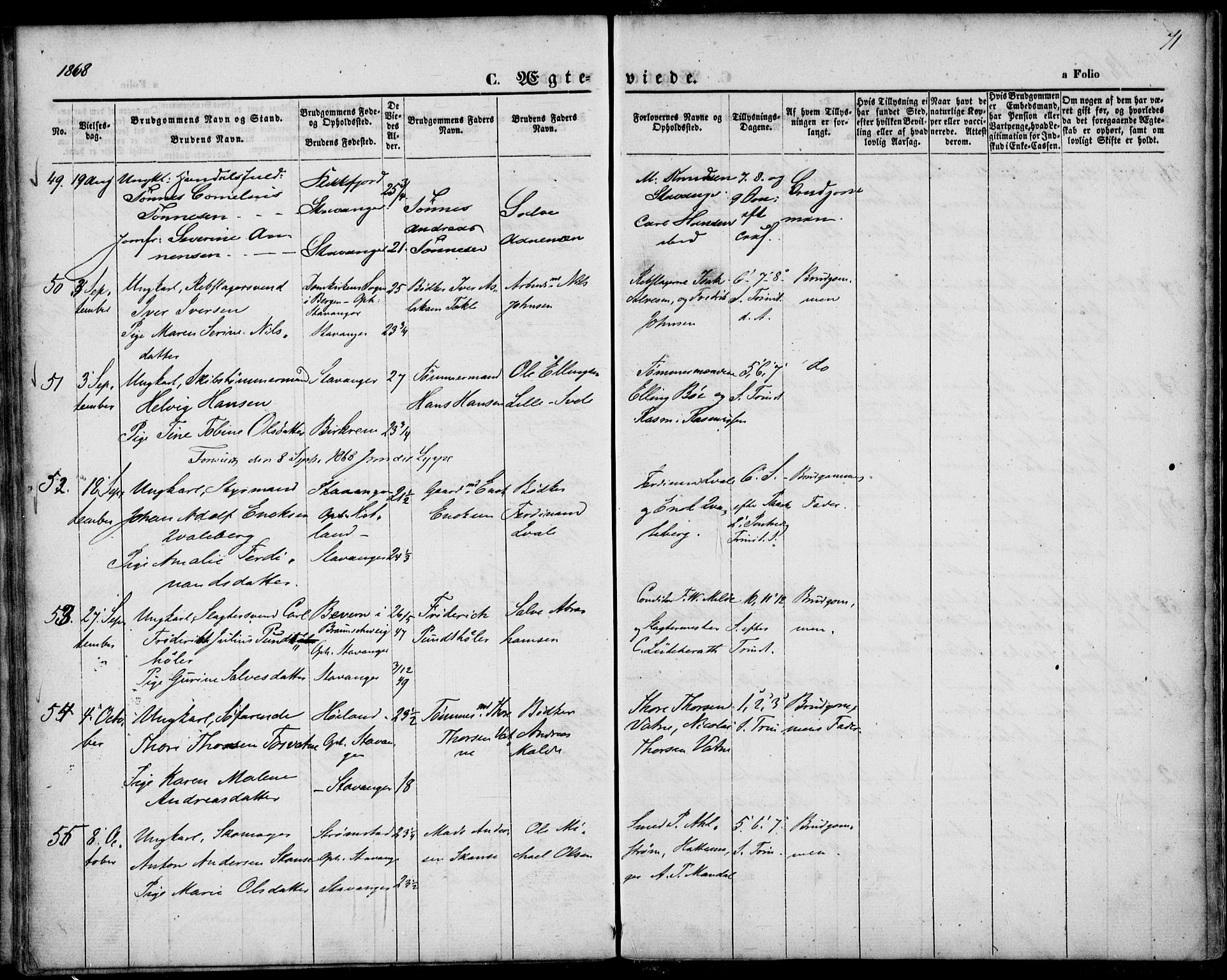 St. Petri sokneprestkontor, AV/SAST-A-101813/001/30/30BA/L0002: Parish register (official) no. A 2, 1861-1869, p. 71