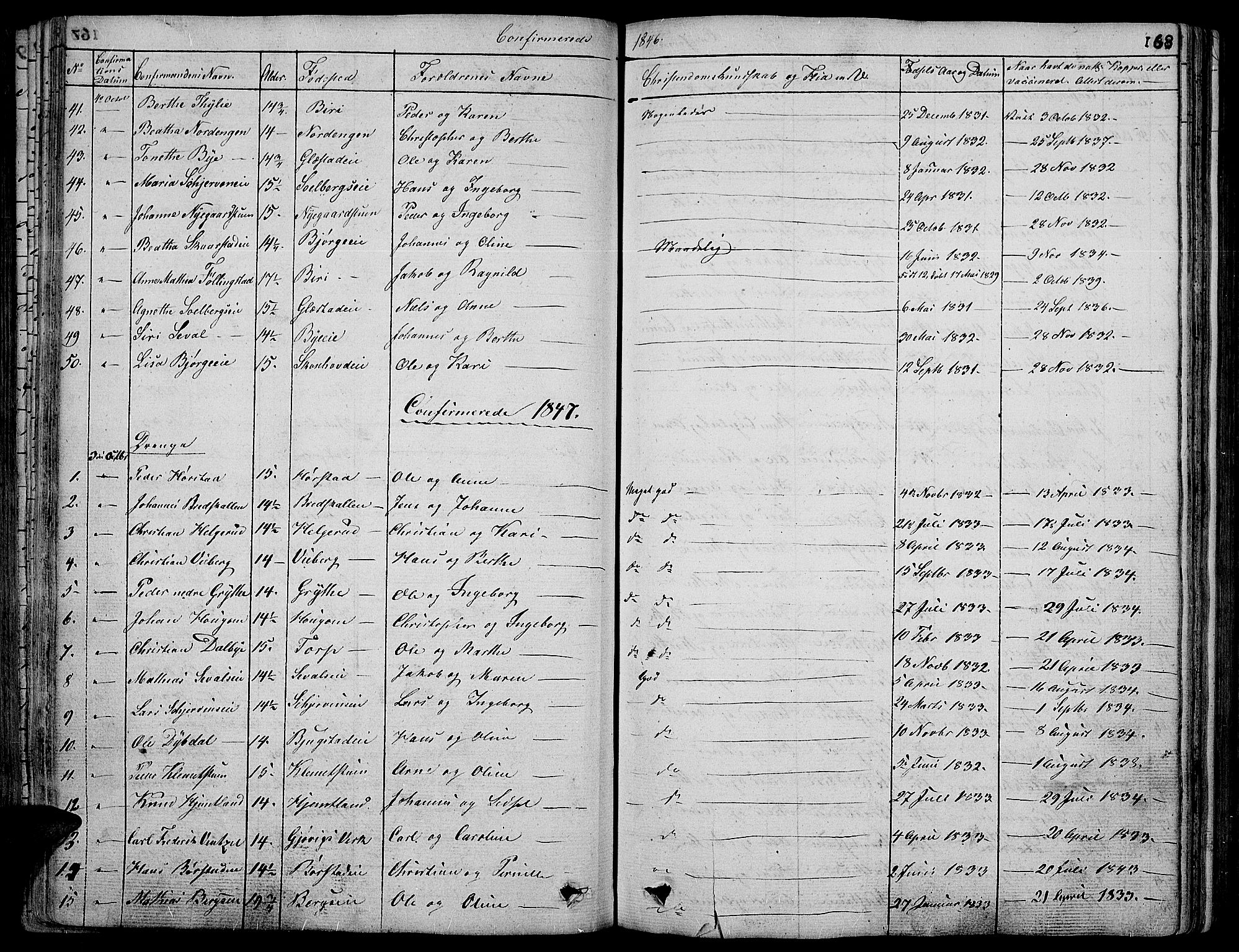 Vardal prestekontor, SAH/PREST-100/H/Ha/Hab/L0004: Parish register (copy) no. 4, 1831-1853, p. 168