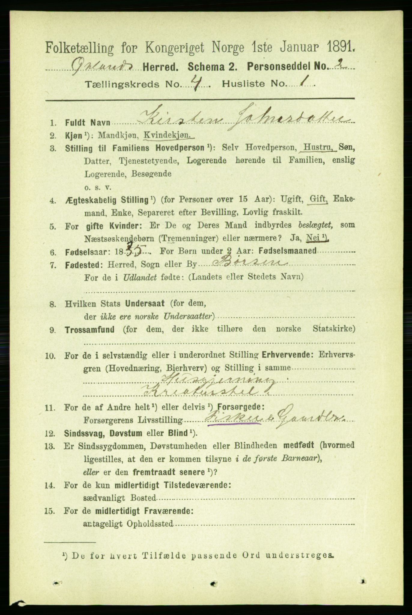 RA, 1891 census for 1621 Ørland, 1891, p. 1310