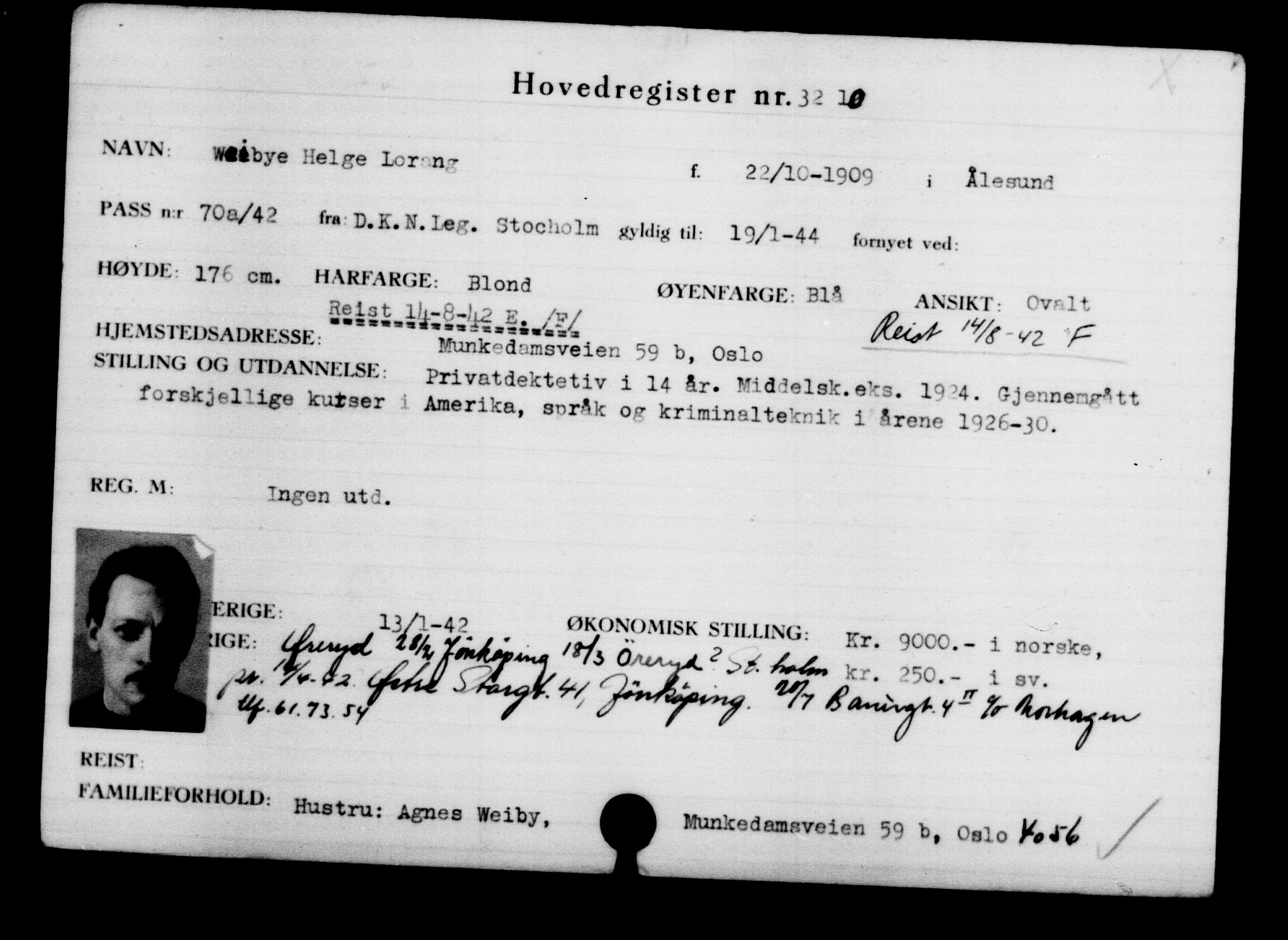 Utenriksstasjonene, Legasjonen i Stockholm, Flyktningkontoret, AV/RA-S-6753/V/Va/L0003: Kjesäterkartoteket, flyktninger med registreringsnr. 2001-3495, 1940-1945, p. 1666