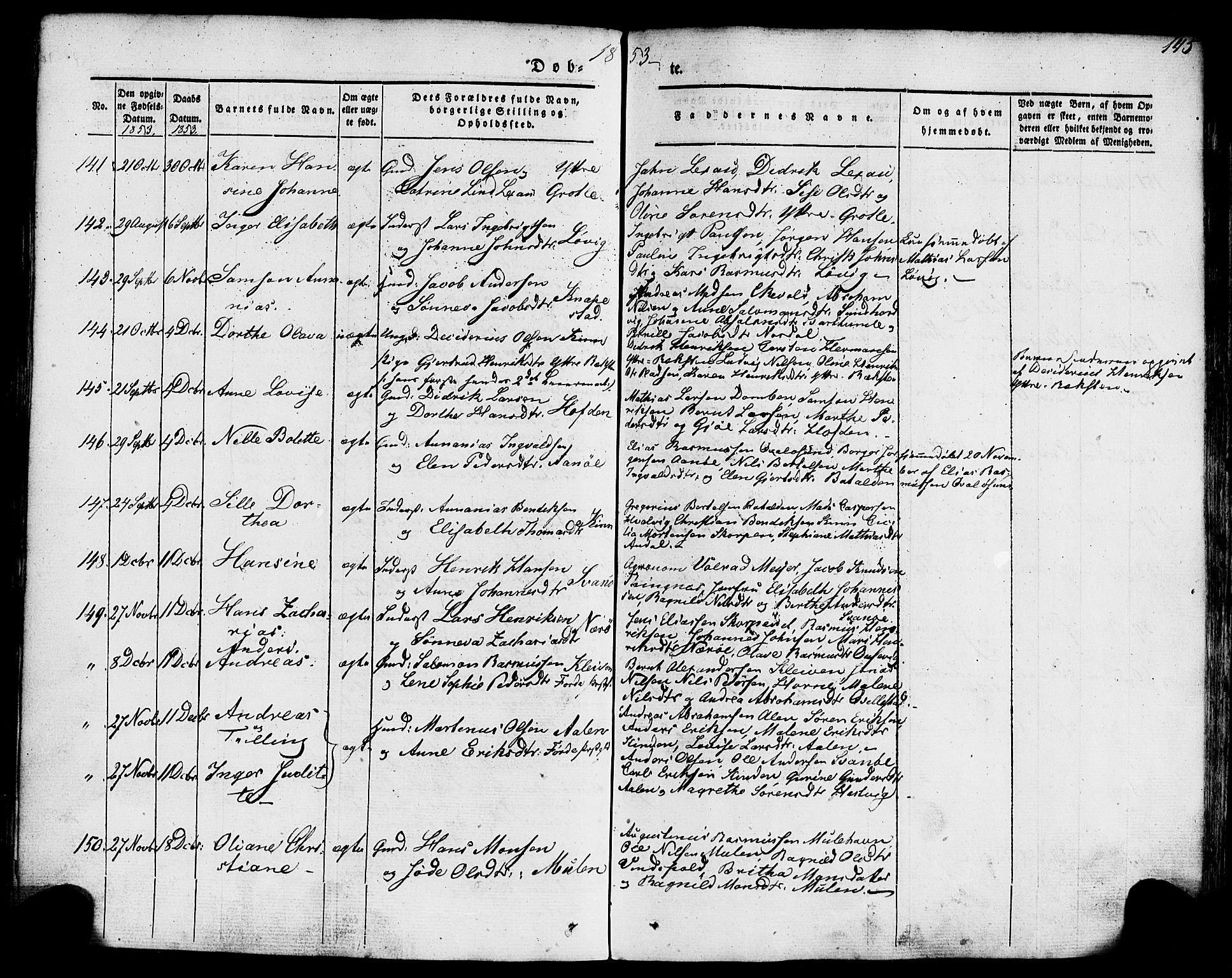 Kinn sokneprestembete, AV/SAB-A-80801/H/Haa/Haaa/L0005: Parish register (official) no. A 5, 1841-1857, p. 145