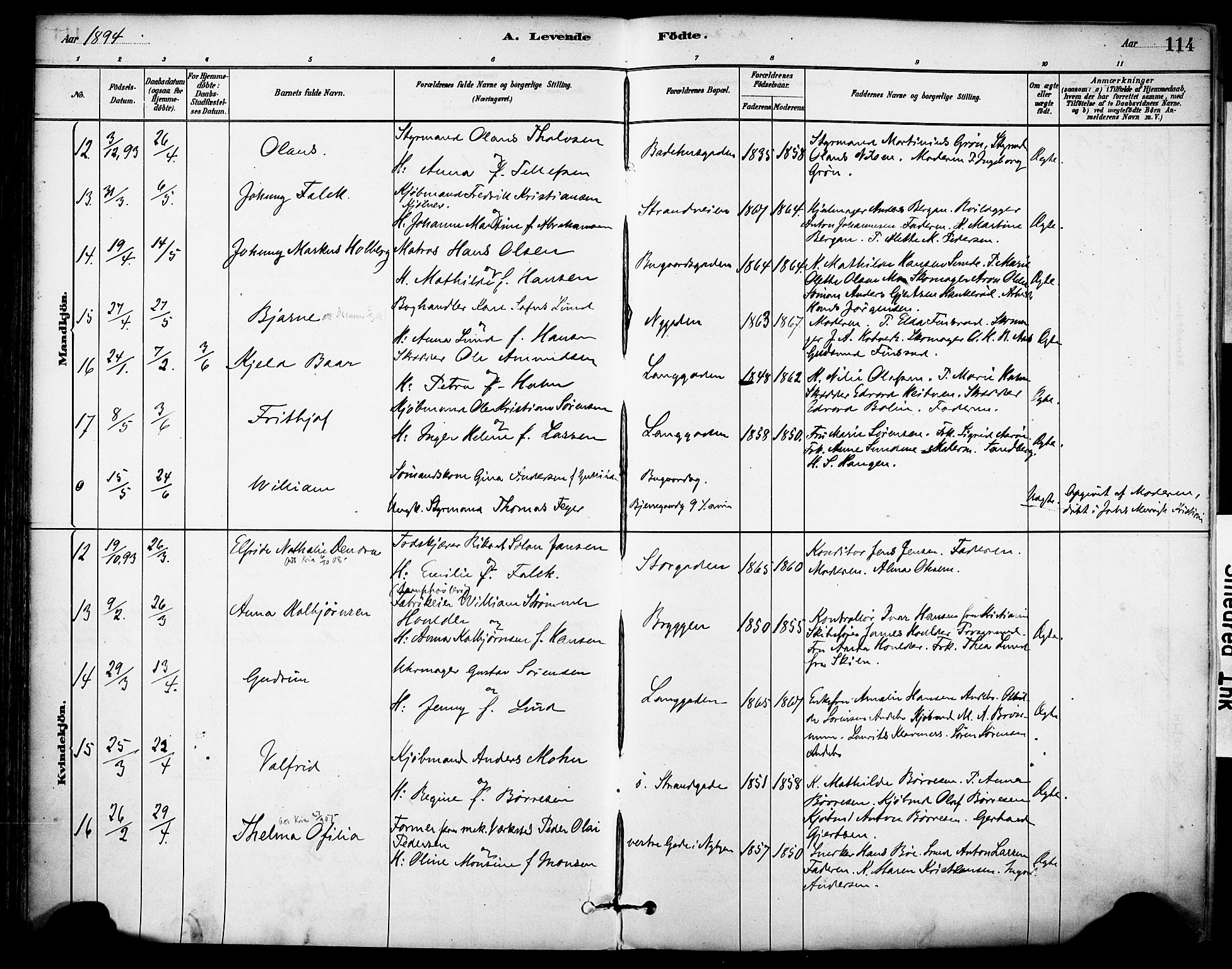 Sandefjord kirkebøker, AV/SAKO-A-315/F/Fa/L0002: Parish register (official) no. 2, 1880-1894, p. 114