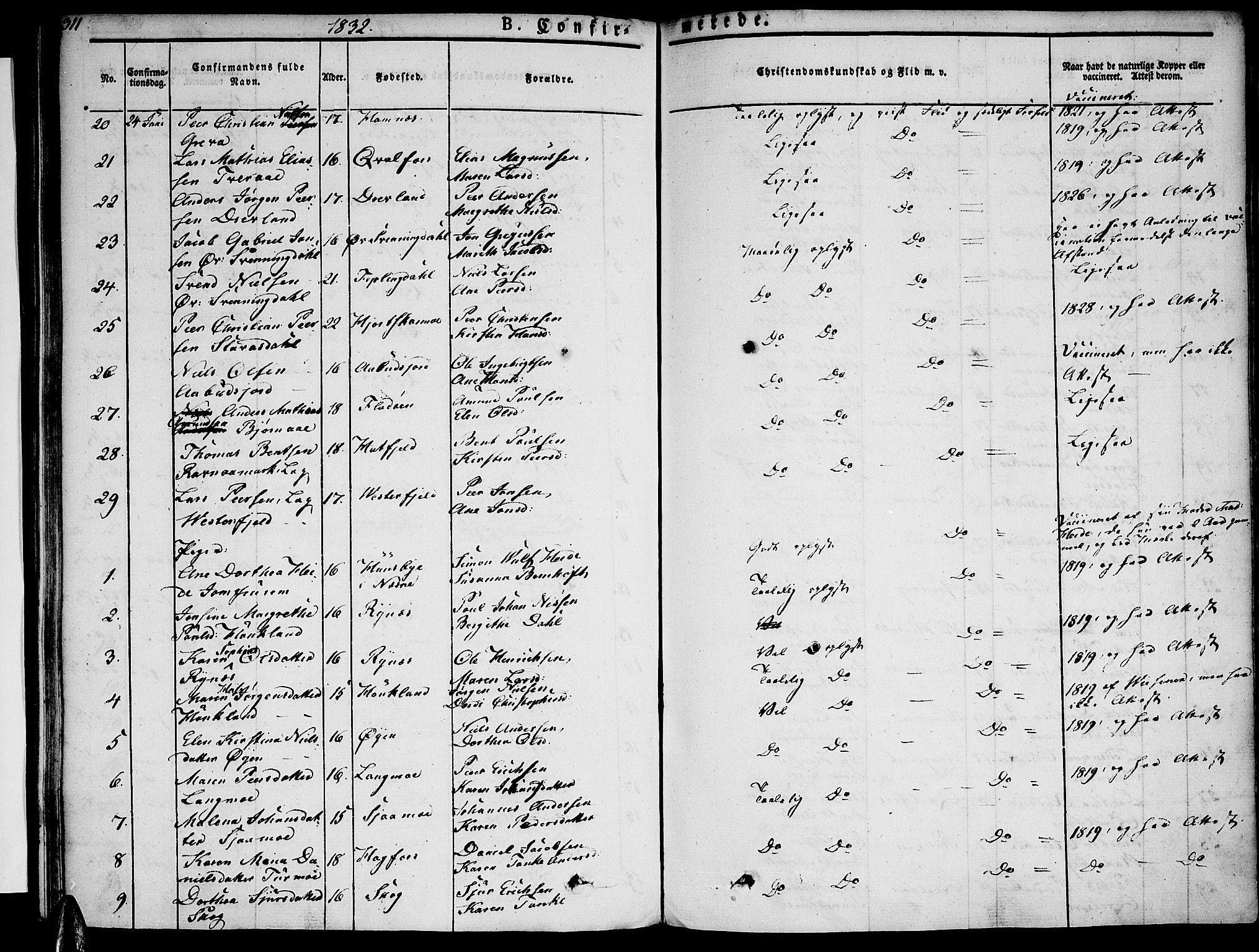 Ministerialprotokoller, klokkerbøker og fødselsregistre - Nordland, AV/SAT-A-1459/820/L0289: Parish register (official) no. 820A10, 1826-1845, p. 311