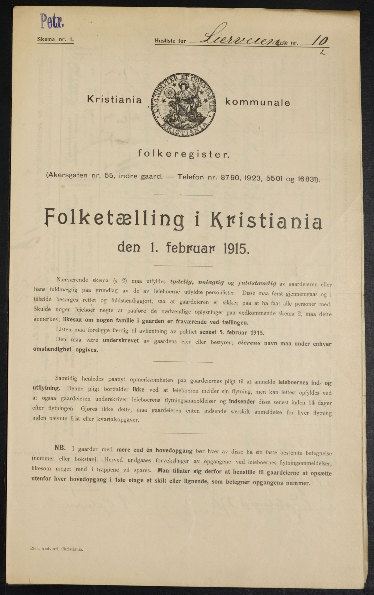 OBA, Municipal Census 1915 for Kristiania, 1915, p. 57002