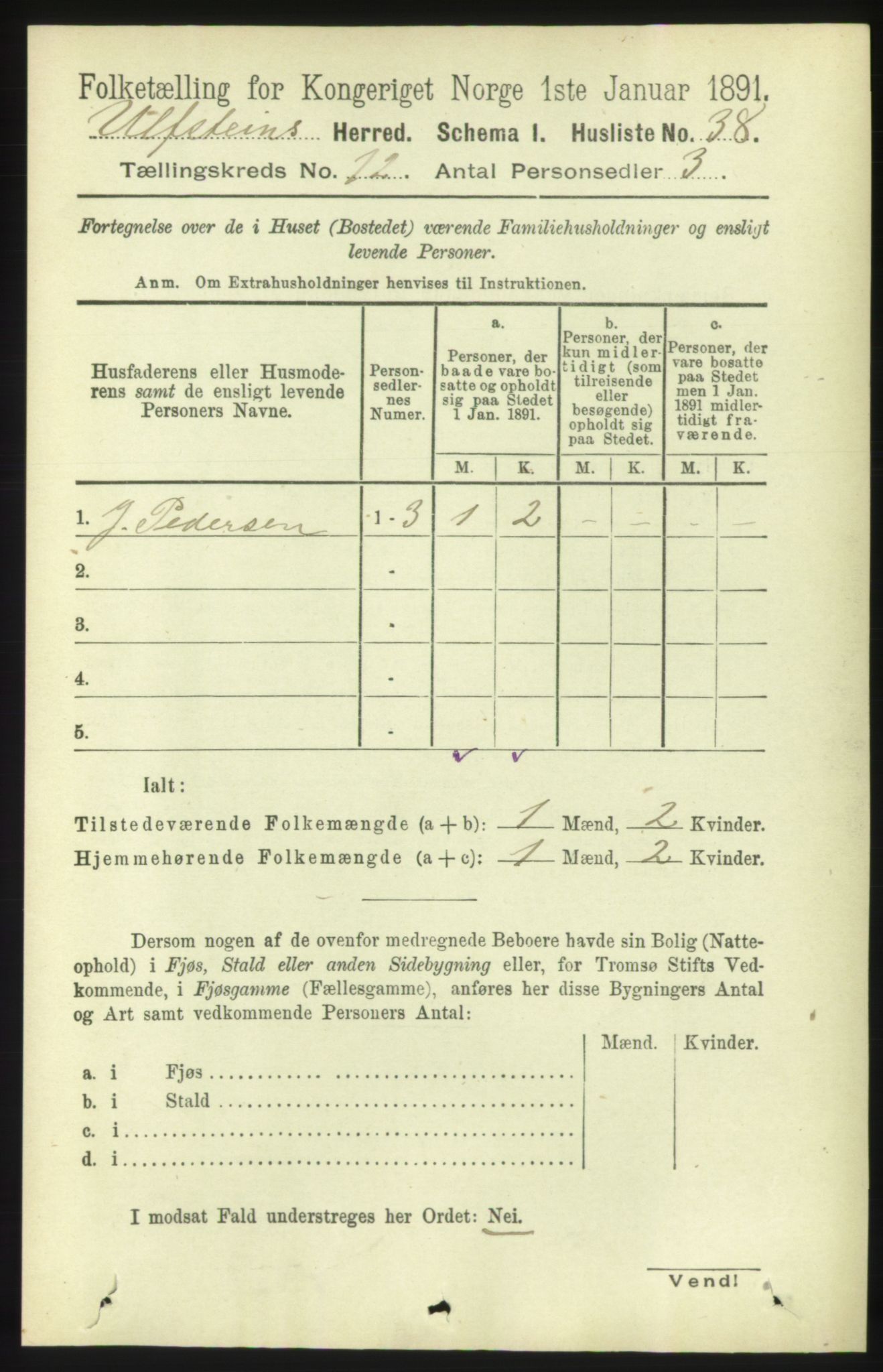 RA, 1891 census for 1516 Ulstein, 1891, p. 3842