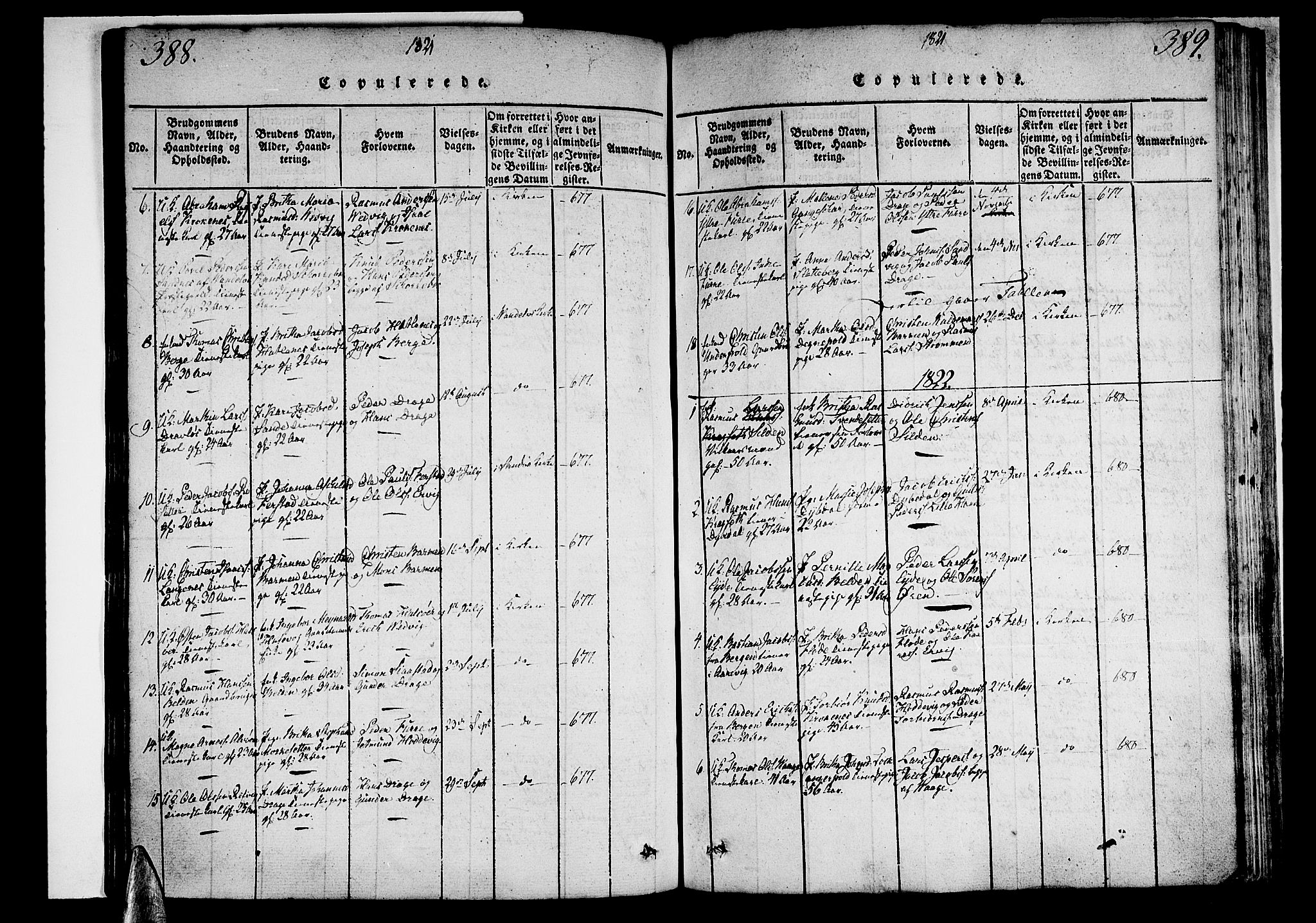 Selje sokneprestembete, SAB/A-99938/H/Ha/Haa/Haaa: Parish register (official) no. A 8, 1816-1828, p. 388-389