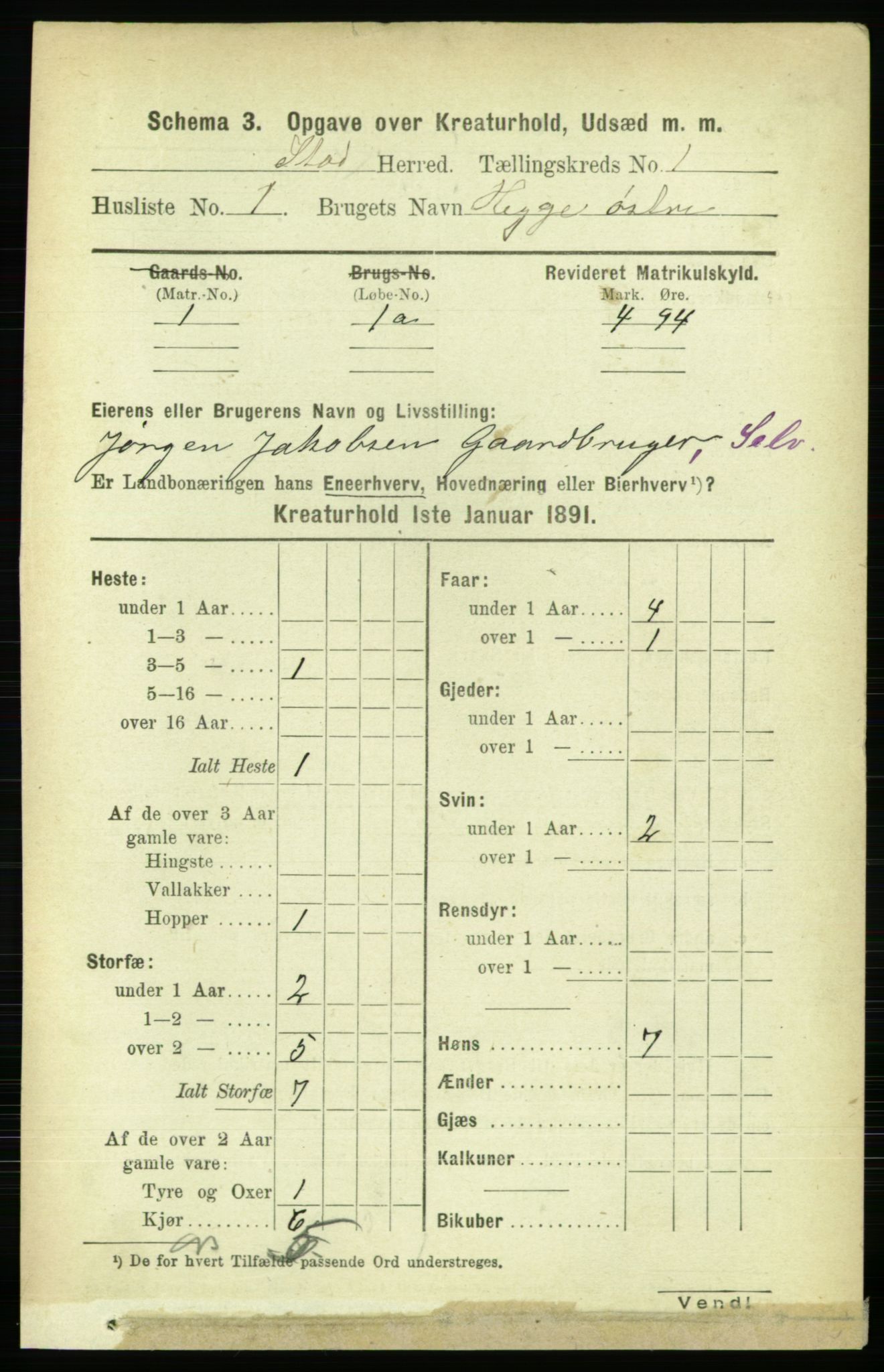 RA, 1891 census for 1734 Stod, 1891, p. 2849