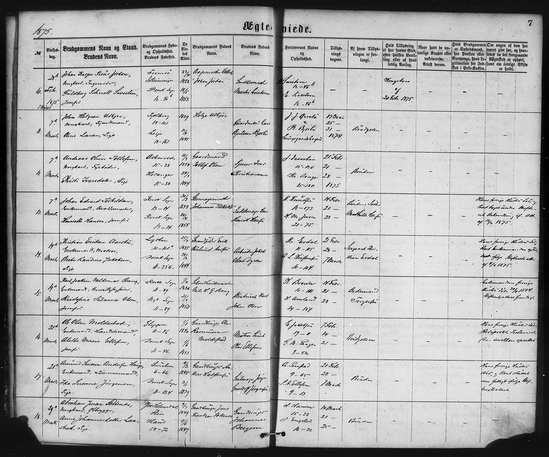 Domkirken sokneprestembete, AV/SAB-A-74801/H/Haa/L0036: Parish register (official) no. D 3, 1875-1880, p. 7