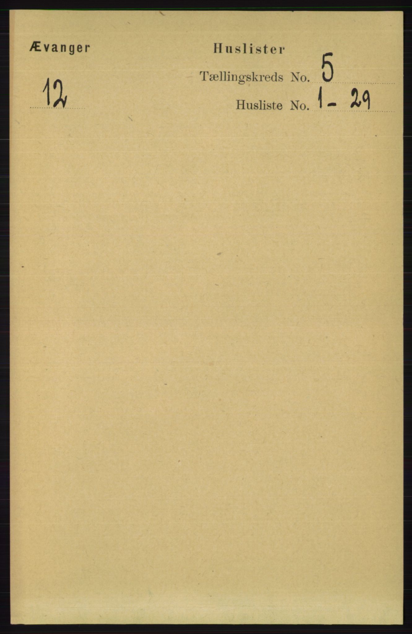 RA, 1891 census for 1237 Evanger, 1891, p. 1358
