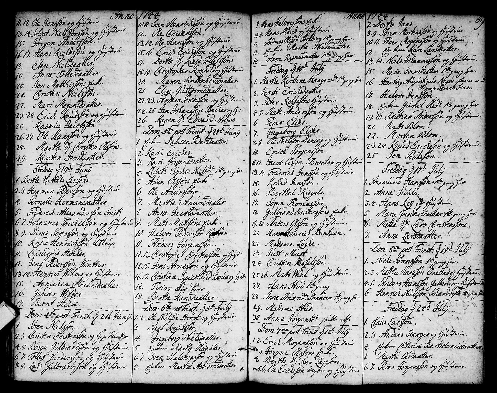 Strømsø kirkebøker, AV/SAKO-A-246/F/Fa/L0006: Parish register (official) no. I 6, 1740-1747, p. 69