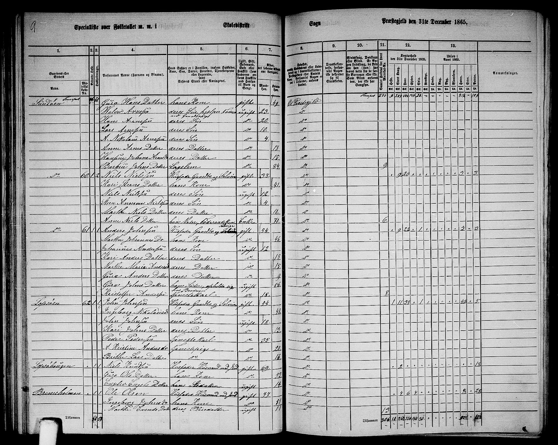 RA, 1865 census for Os, 1865, p. 38