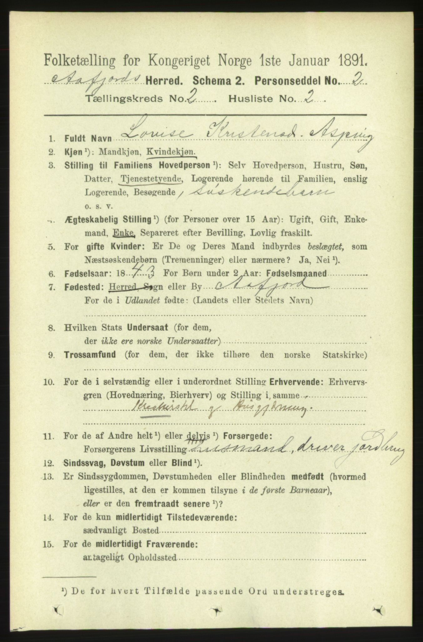 RA, 1891 census for 1630 Åfjord, 1891, p. 390