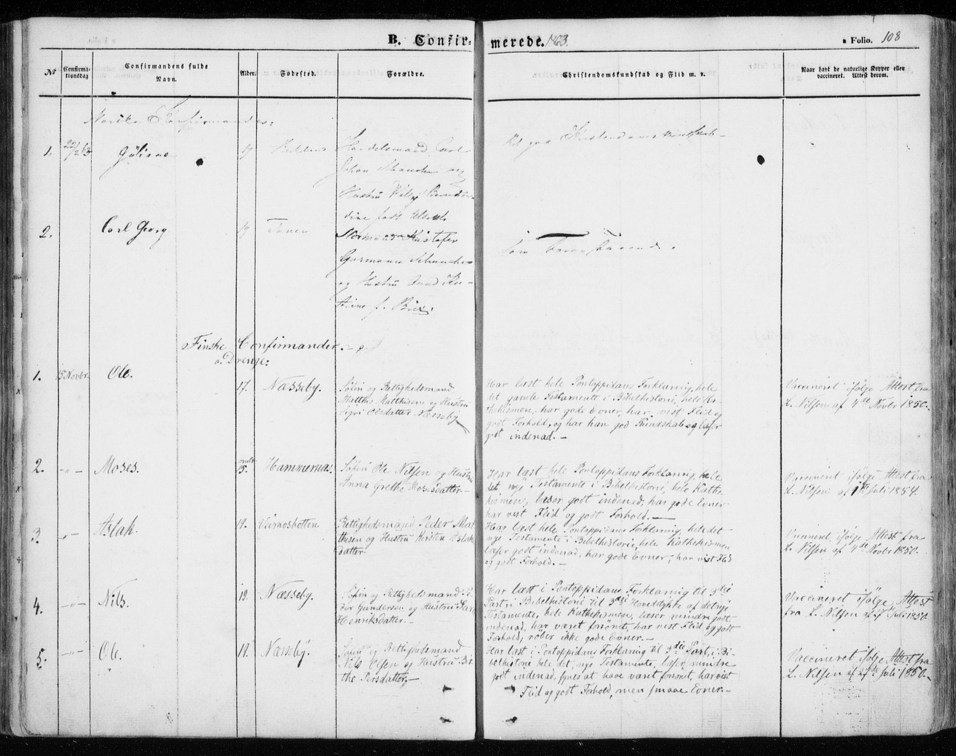 Nesseby sokneprestkontor, SATØ/S-1330/H/Ha/L0002kirke: Parish register (official) no. 2, 1856-1864, p. 108