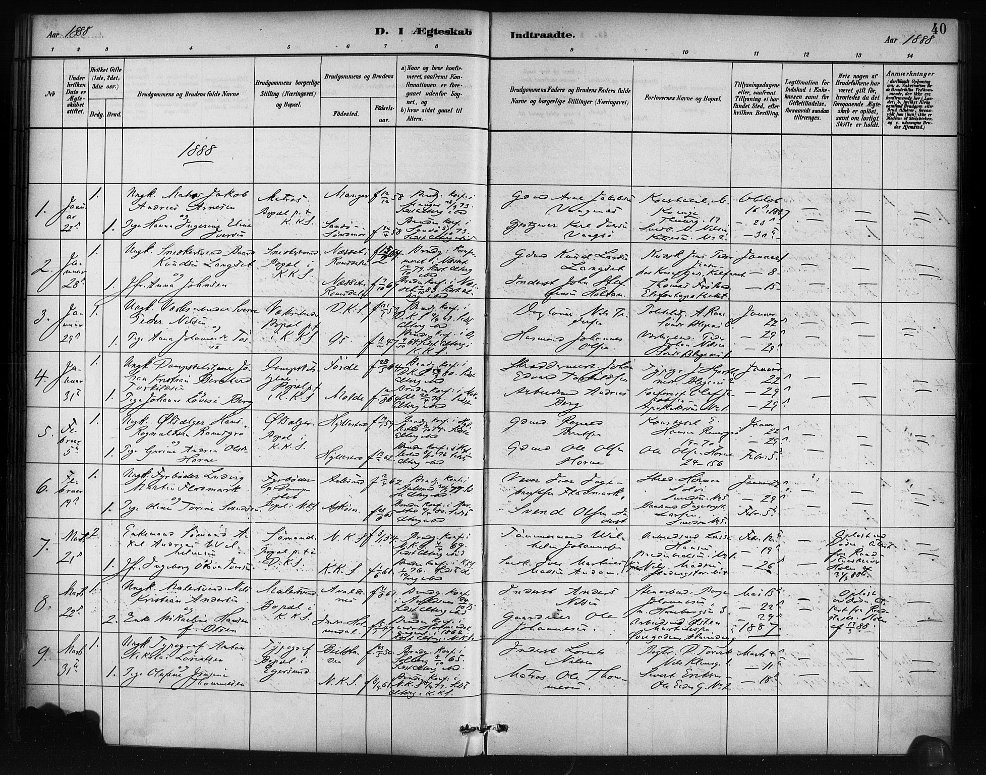 Korskirken sokneprestembete, AV/SAB-A-76101/H/Haa/L0037: Parish register (official) no. D 4, 1883-1904, p. 40