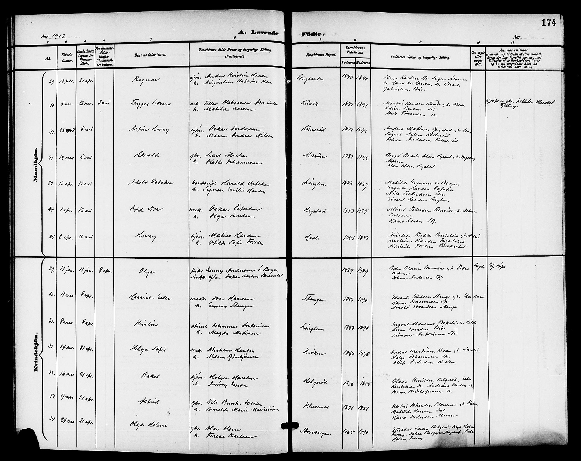 Sandar kirkebøker, AV/SAKO-A-243/G/Ga/L0002: Parish register (copy) no. 2, 1900-1915, p. 174