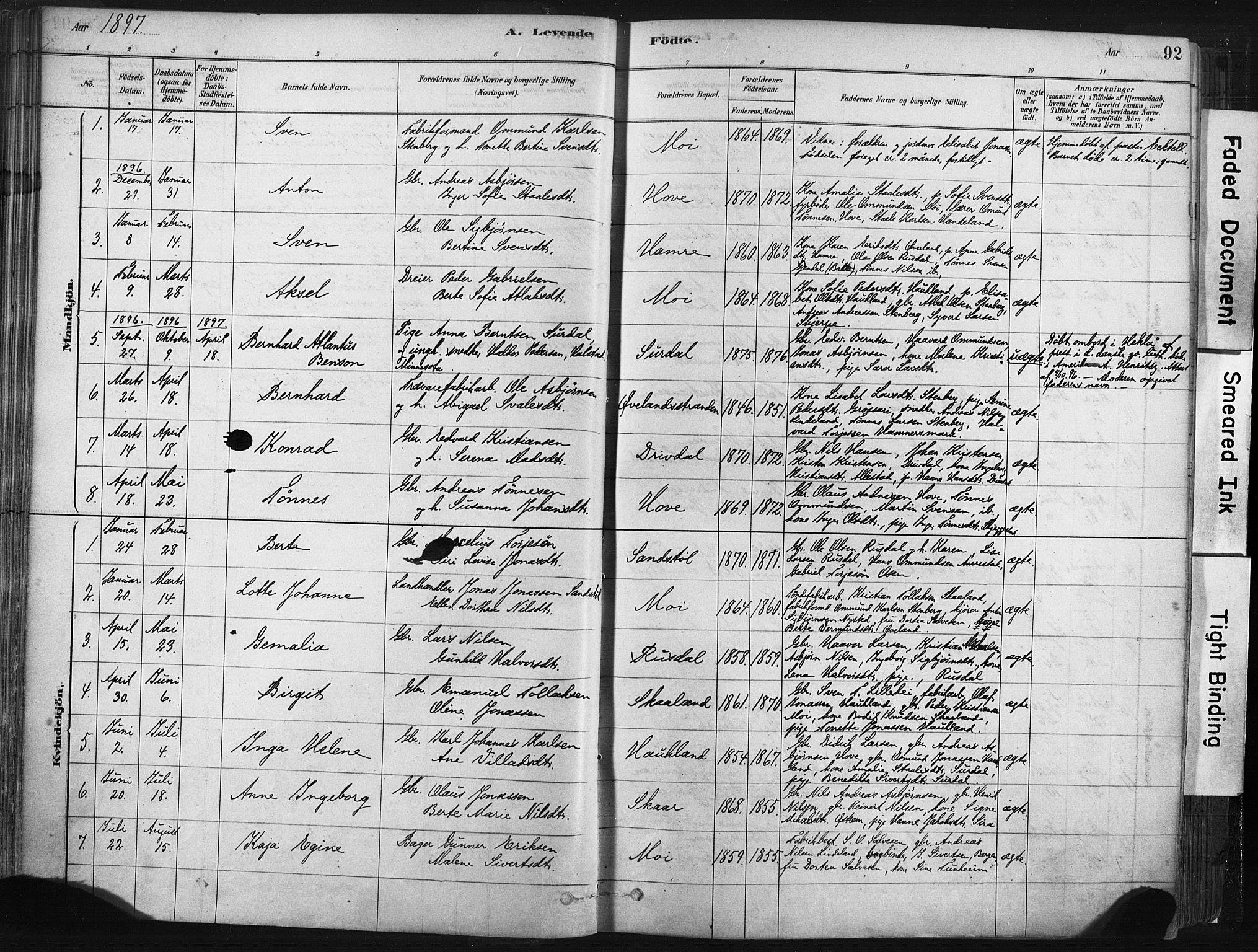 Lund sokneprestkontor, AV/SAST-A-101809/S06/L0011: Parish register (official) no. A 10, 1877-1904, p. 92