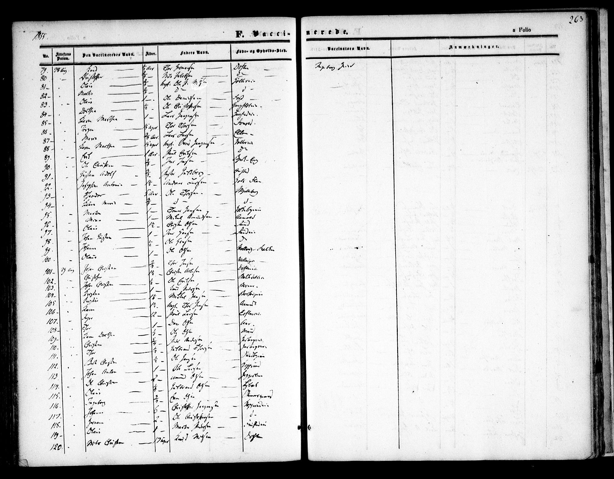 Nannestad prestekontor Kirkebøker, AV/SAO-A-10414a/F/Fa/L0011: Parish register (official) no. I 11, 1850-1859, p. 263