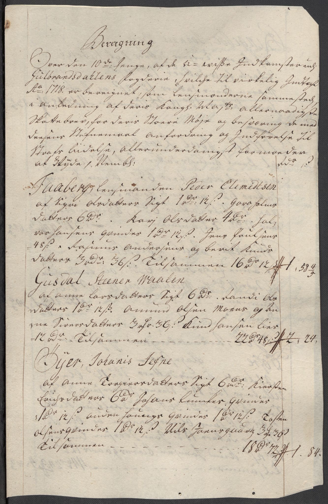 Rentekammeret inntil 1814, Reviderte regnskaper, Fogderegnskap, AV/RA-EA-4092/R17/L1188: Fogderegnskap Gudbrandsdal, 1718, p. 178