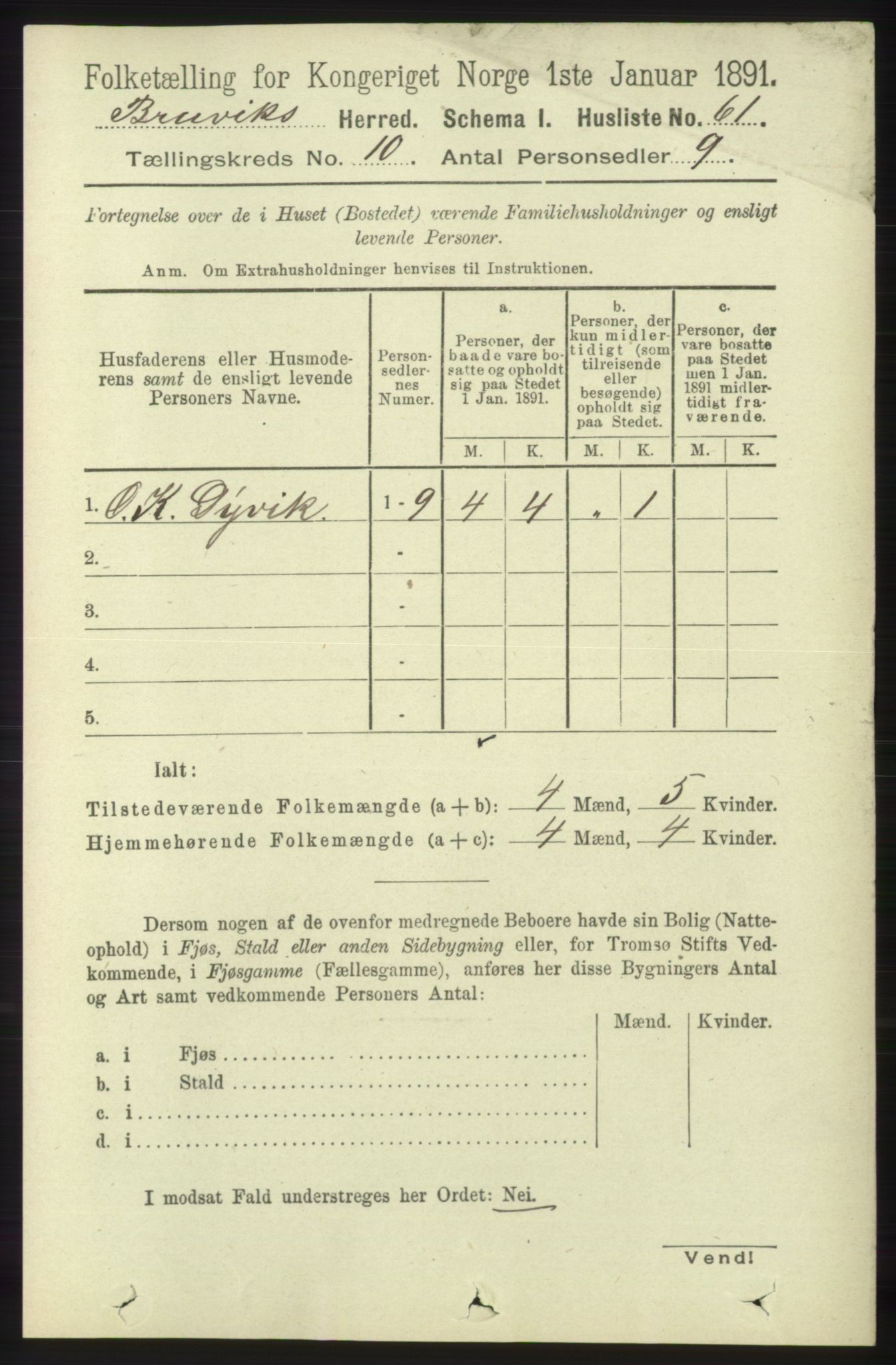 RA, 1891 census for 1251 Bruvik, 1891, p. 3649