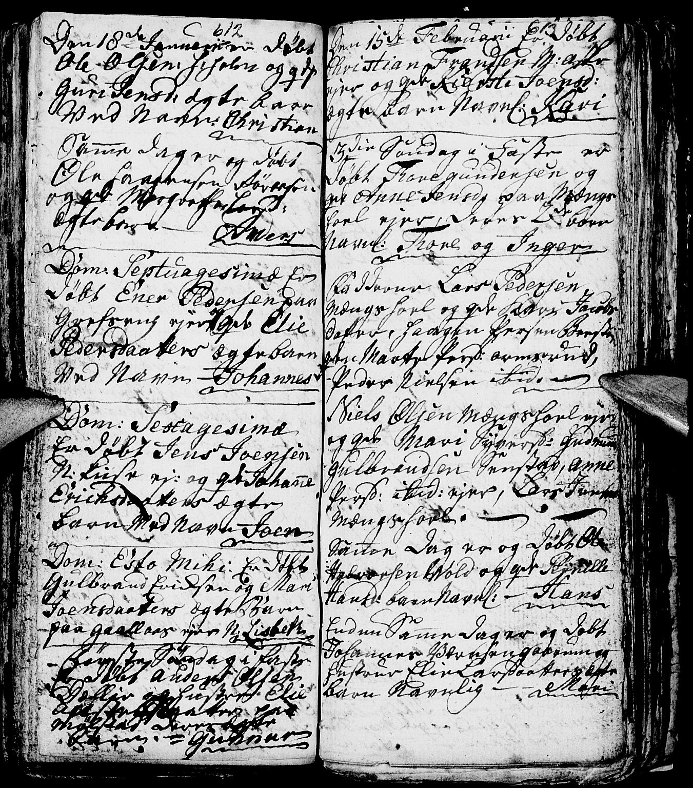 Nes prestekontor, Hedmark, AV/SAH-PREST-020/L/La/L0001: Parish register (copy) no. 1, 1663-1784, p. 612-613