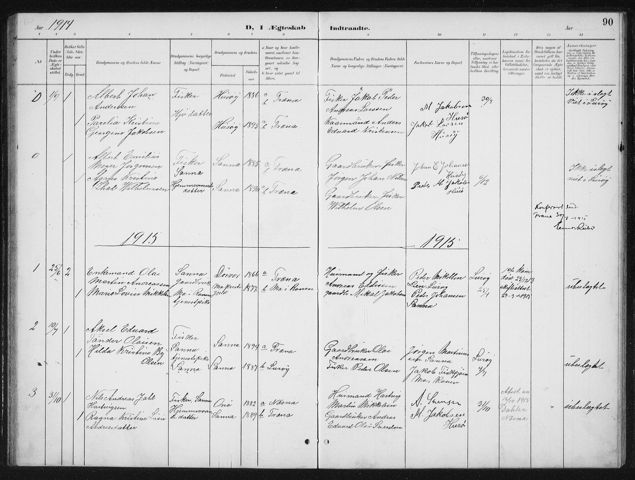 Ministerialprotokoller, klokkerbøker og fødselsregistre - Nordland, SAT/A-1459/840/L0583: Parish register (copy) no. 840C03, 1901-1933, p. 90