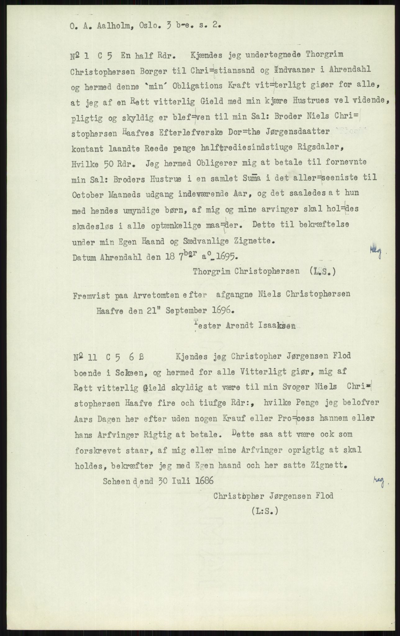 Samlinger til kildeutgivelse, Diplomavskriftsamlingen, AV/RA-EA-4053/H/Ha, p. 60