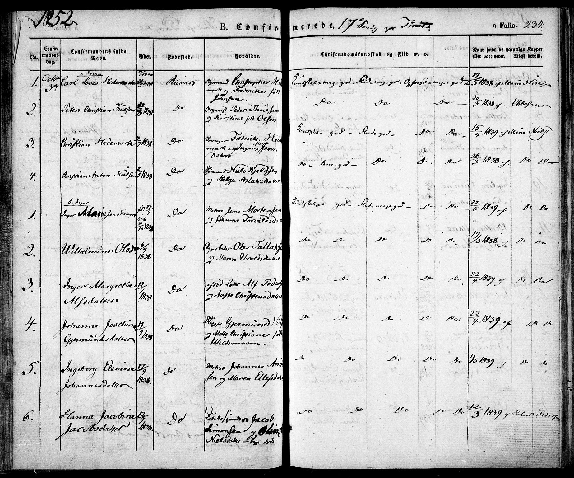 Risør sokneprestkontor, SAK/1111-0035/F/Fa/L0003: Parish register (official) no. A 3, 1838-1864, p. 234
