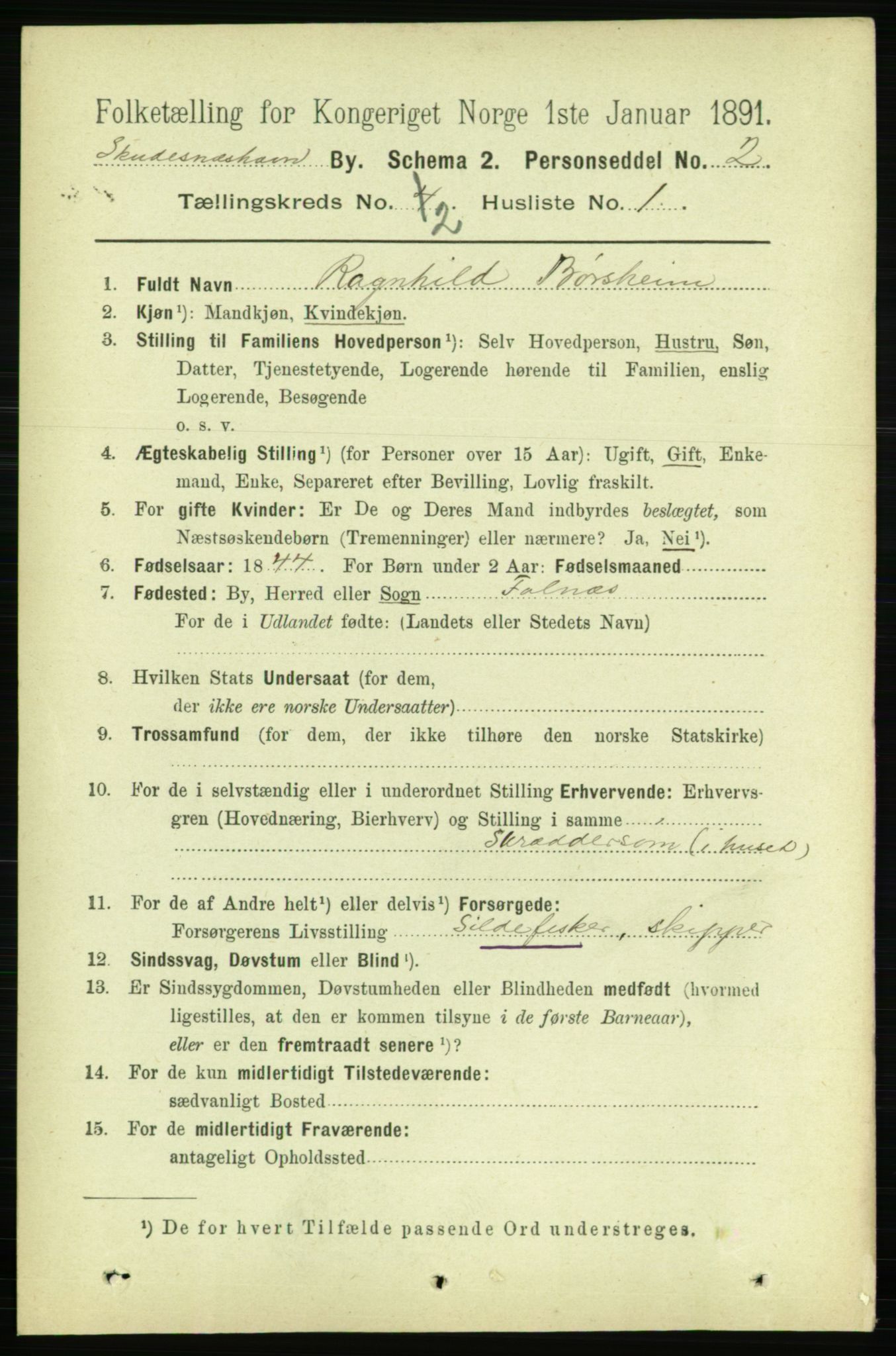 RA, 1891 census for 1104 Skudeneshavn, 1891, p. 530