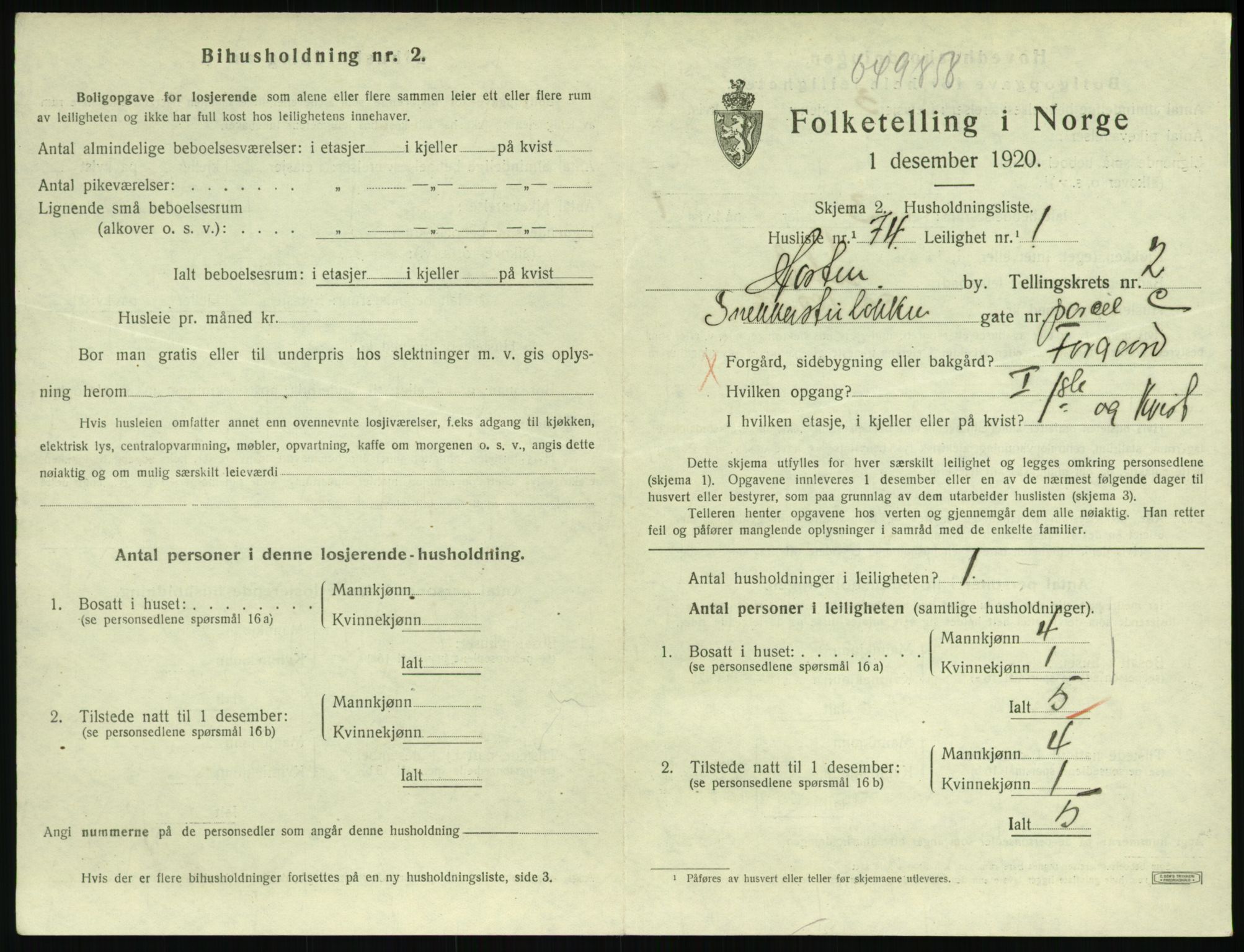 SAKO, 1920 census for Horten, 1920, p. 3611