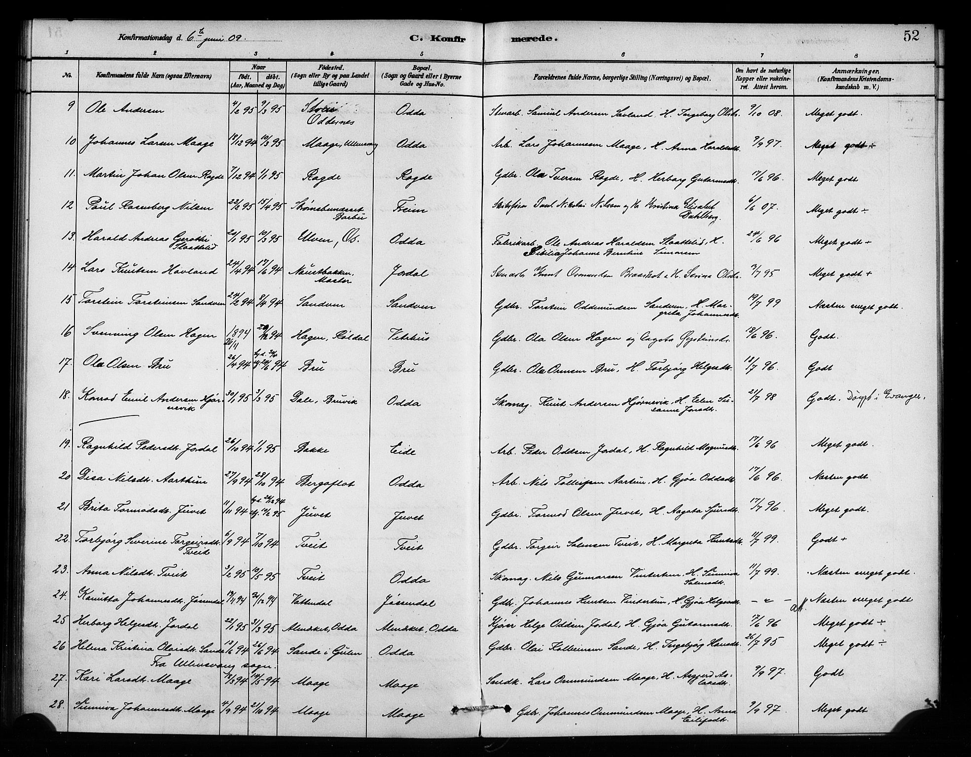 Odda Sokneprestembete, SAB/A-77201/H/Haa: Parish register (official) no. A 2, 1880-1915, p. 52