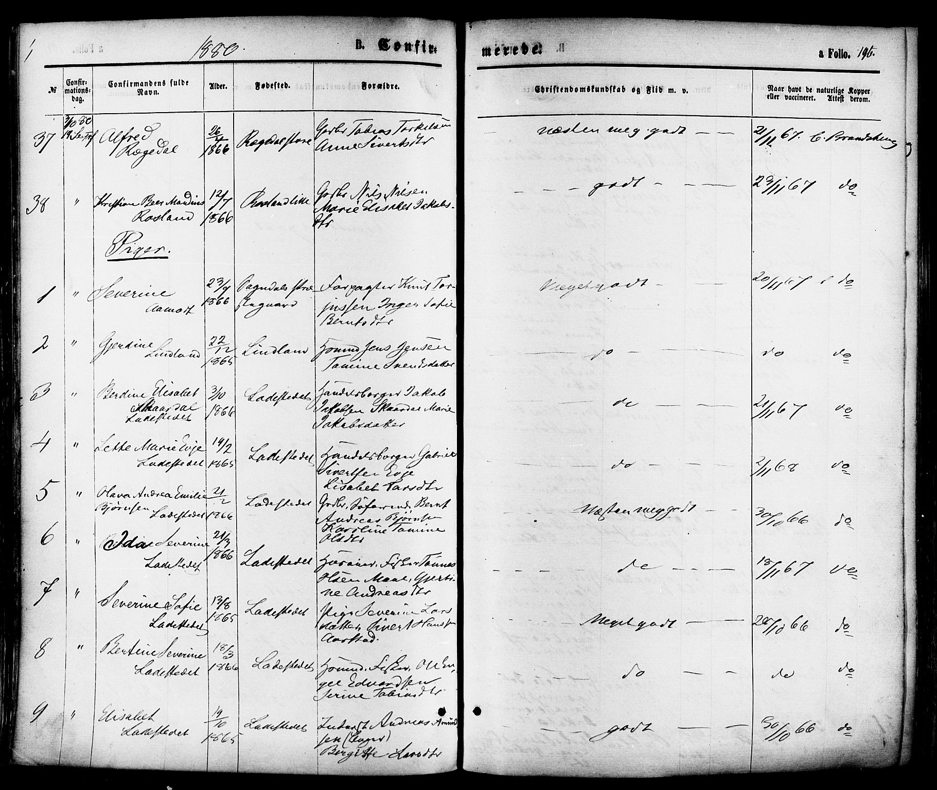 Sokndal sokneprestkontor, AV/SAST-A-101808: Parish register (official) no. A 10, 1874-1886, p. 196