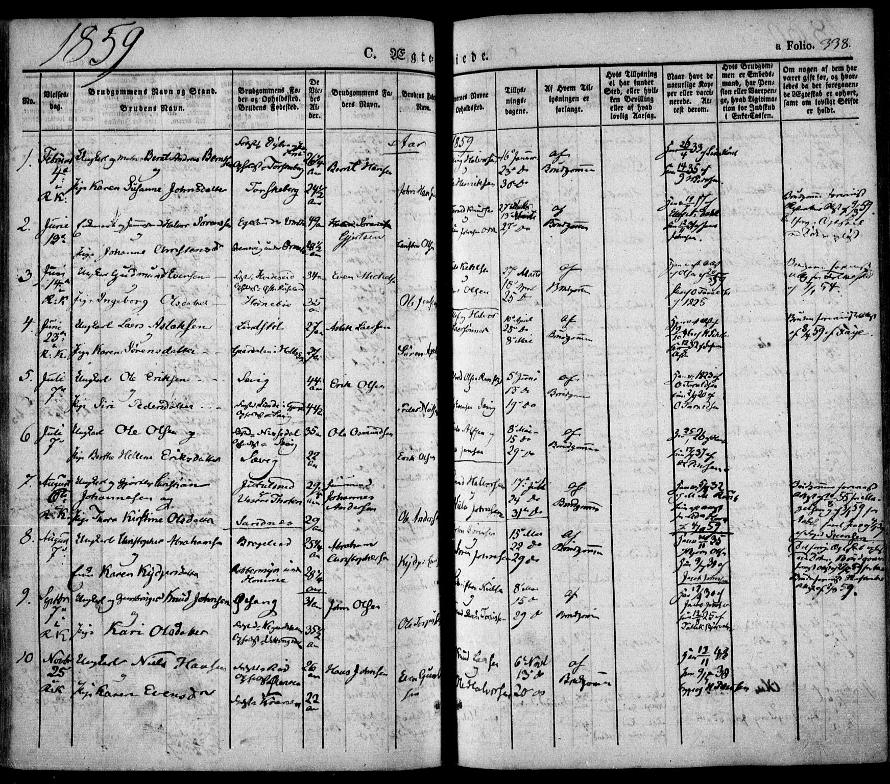 Søndeled sokneprestkontor, AV/SAK-1111-0038/F/Fa/L0002: Parish register (official) no. A 2, 1839-1860, p. 338