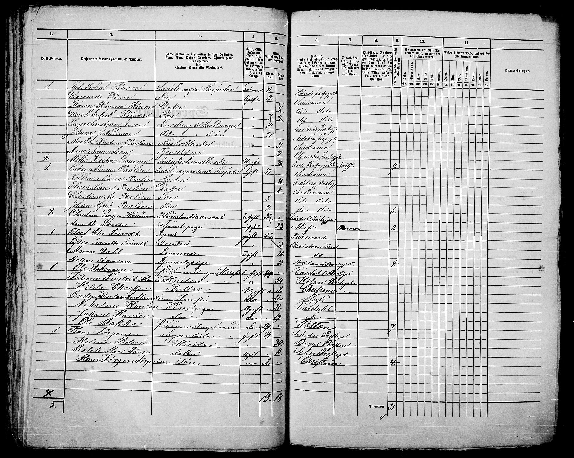 RA, 1865 census for Kristiania, 1865, p. 265