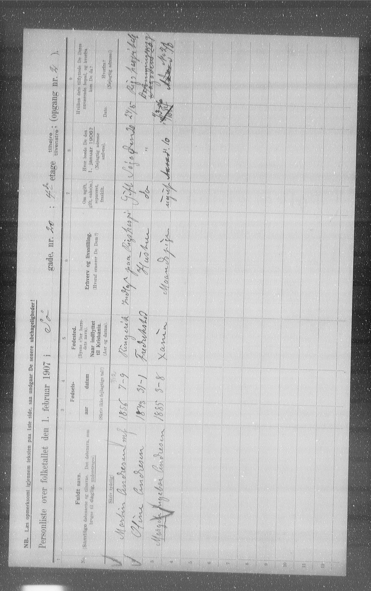 OBA, Municipal Census 1907 for Kristiania, 1907, p. 48626