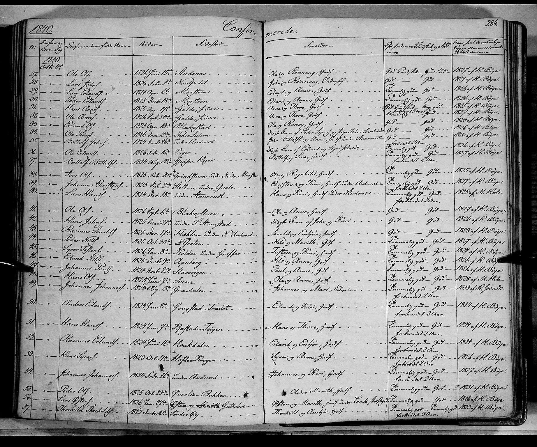 Lom prestekontor, SAH/PREST-070/K/L0006: Parish register (official) no. 6A, 1837-1863, p. 286