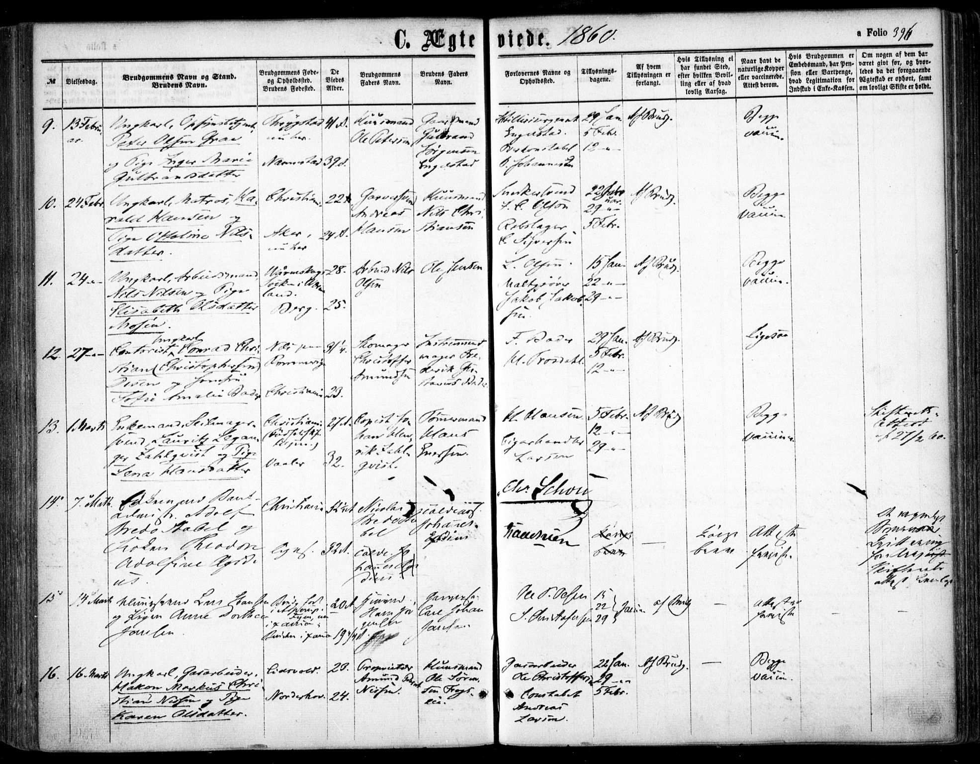 Oslo domkirke Kirkebøker, SAO/A-10752/F/Fa/L0020: Parish register (official) no. 20, 1848-1865, p. 396
