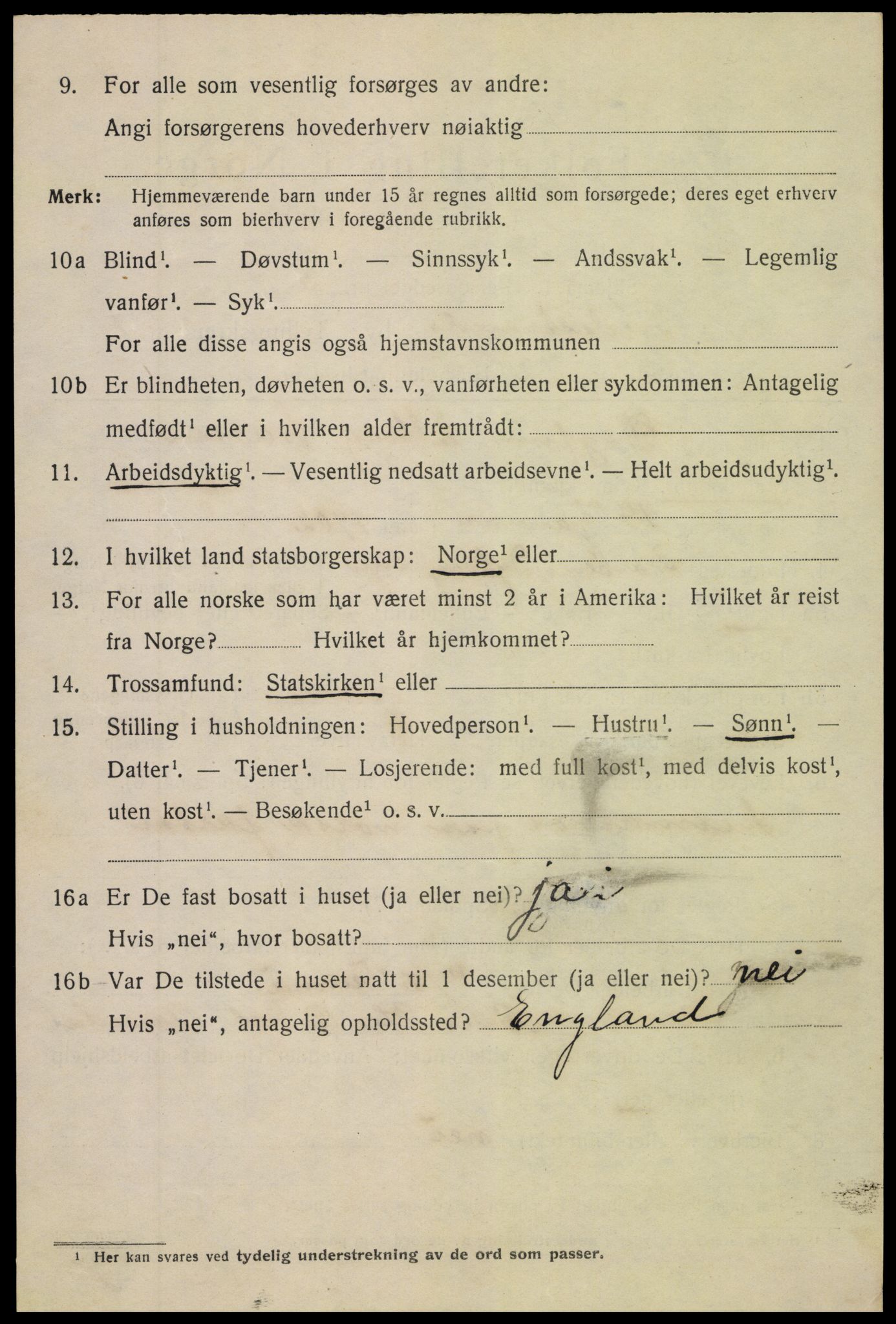 SAK, 1920 census for Tvedestrand, 1920, p. 2138