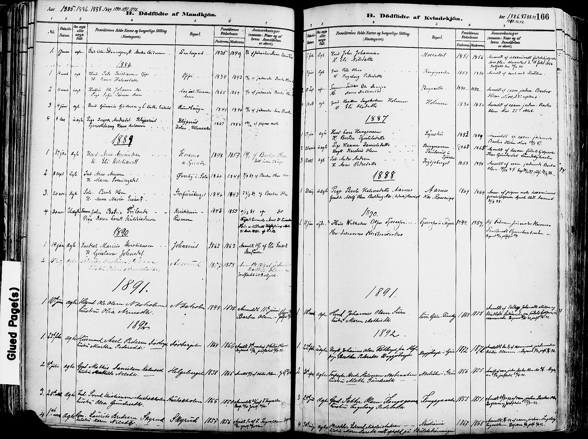 Grue prestekontor, SAH/PREST-036/H/Ha/Haa/L0012: Parish register (official) no. 12, 1881-1897, p. 166