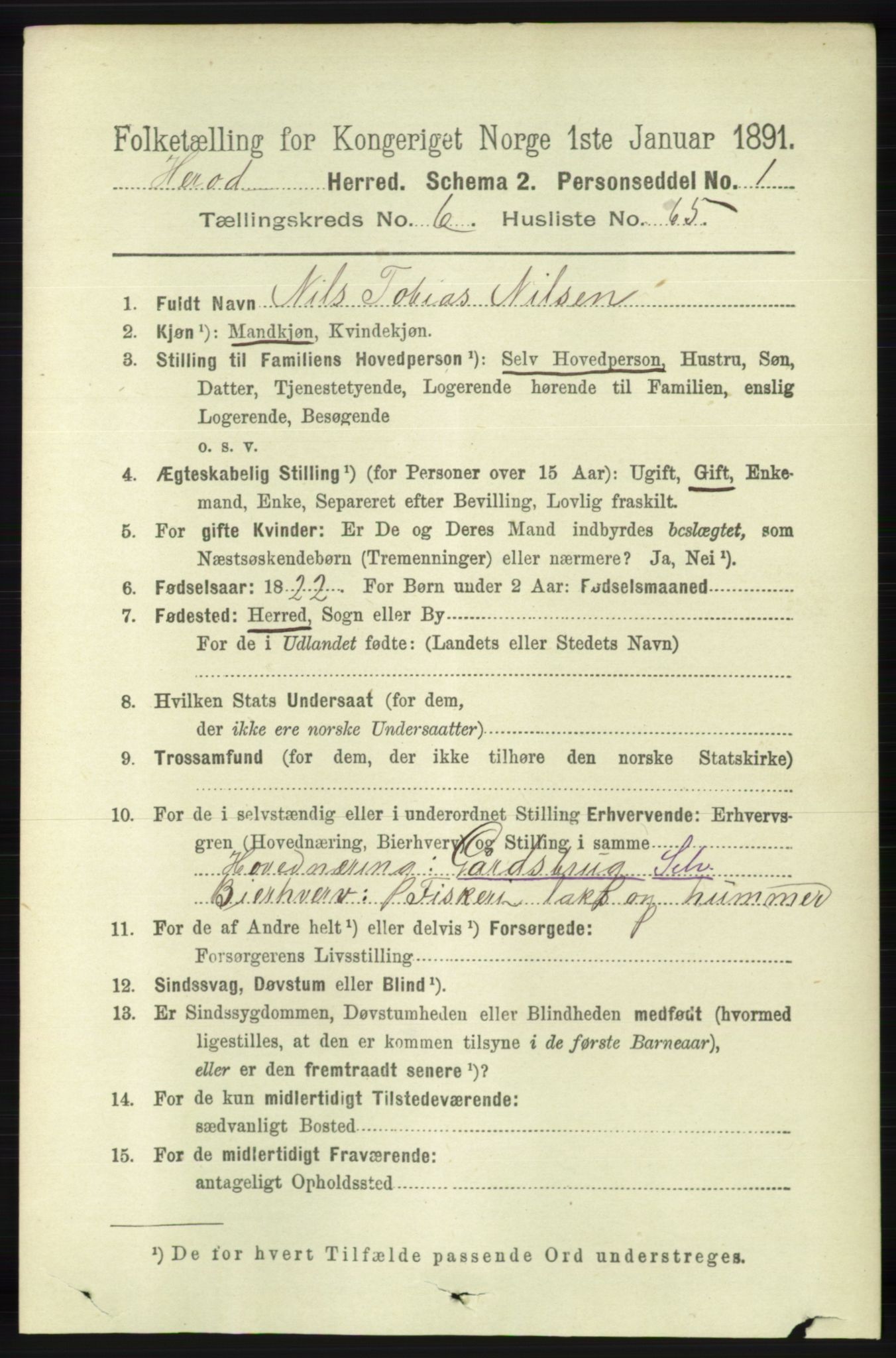 RA, 1891 census for 1039 Herad, 1891, p. 2707