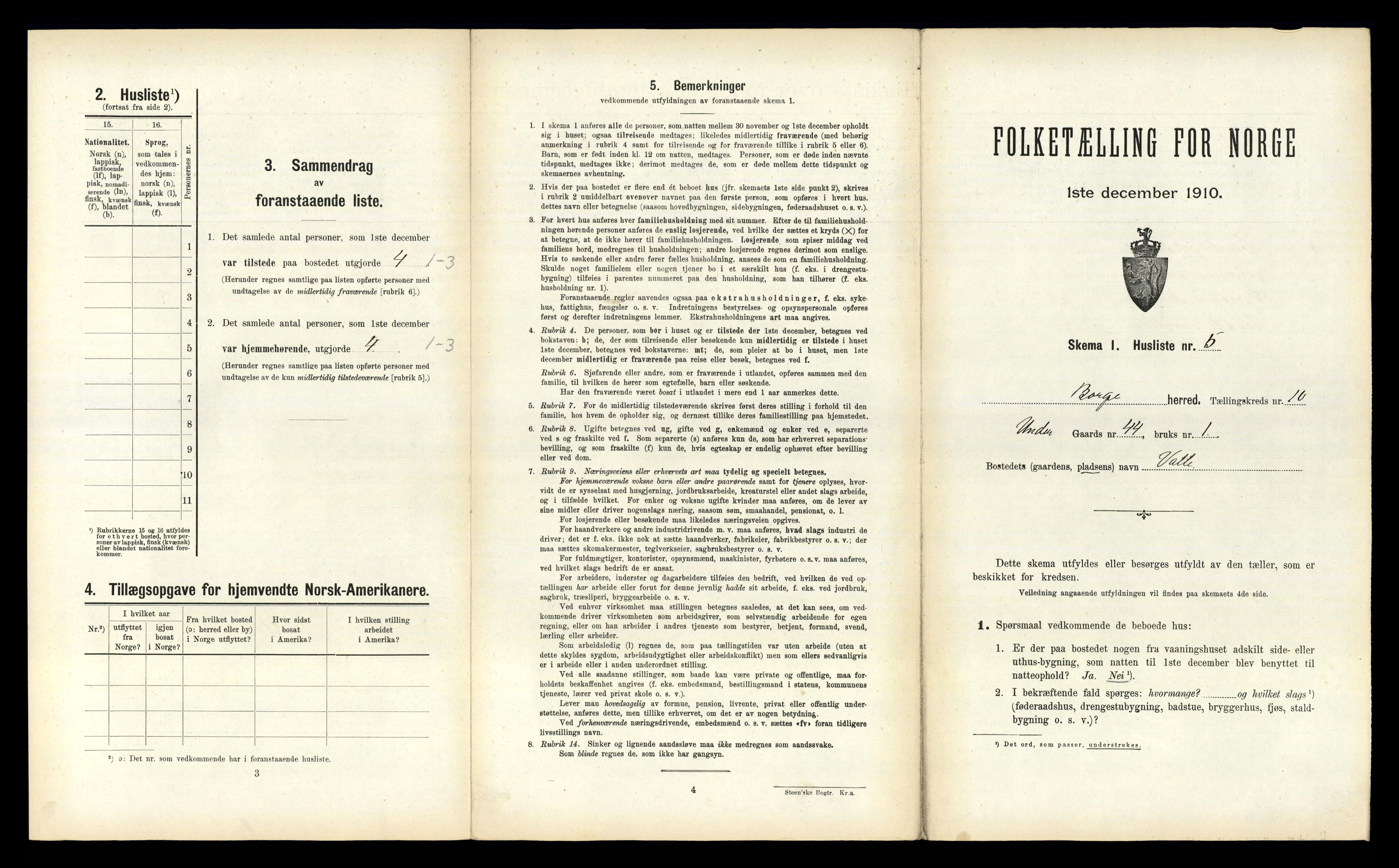 RA, 1910 census for Borge, 1910, p. 1003