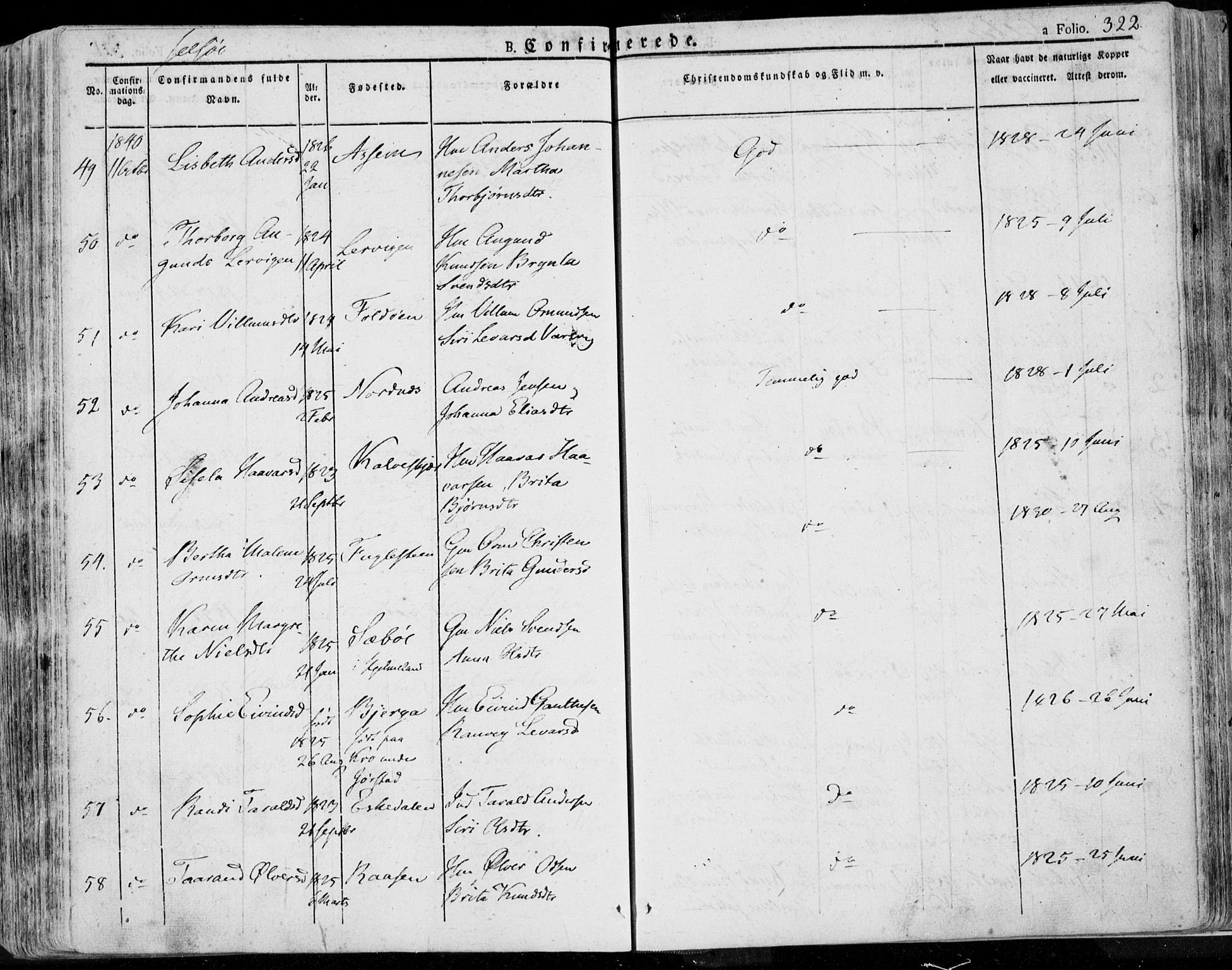 Jelsa sokneprestkontor, AV/SAST-A-101842/01/IV: Parish register (official) no. A 6.1, 1828-1853, p. 322