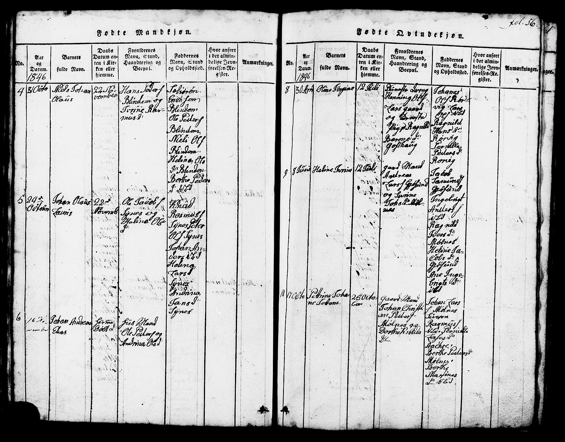 Ministerialprotokoller, klokkerbøker og fødselsregistre - Møre og Romsdal, AV/SAT-A-1454/537/L0520: Parish register (copy) no. 537C01, 1819-1868, p. 56