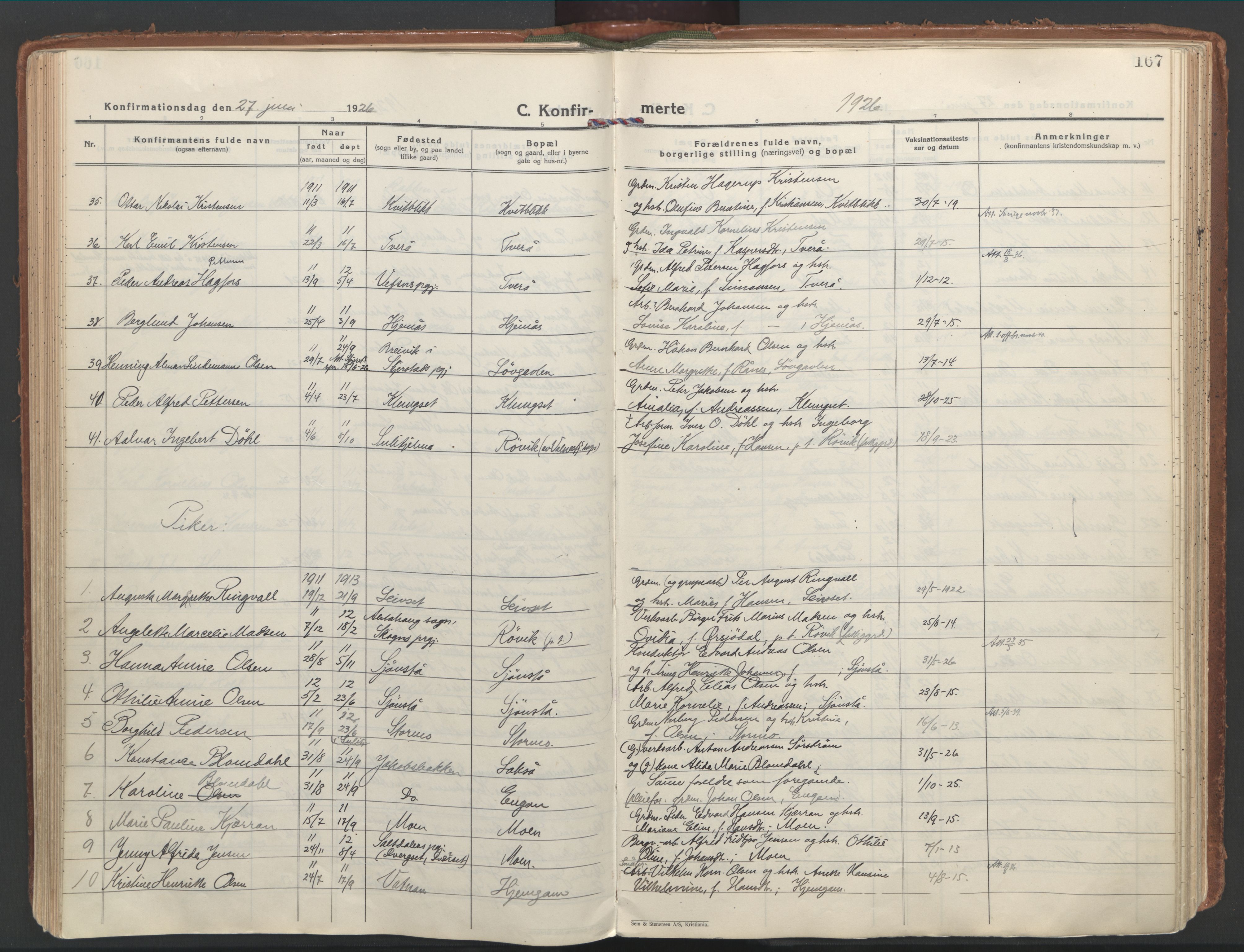 Ministerialprotokoller, klokkerbøker og fødselsregistre - Nordland, SAT/A-1459/849/L0699: Parish register (official) no. 849A10, 1924-1937, p. 167