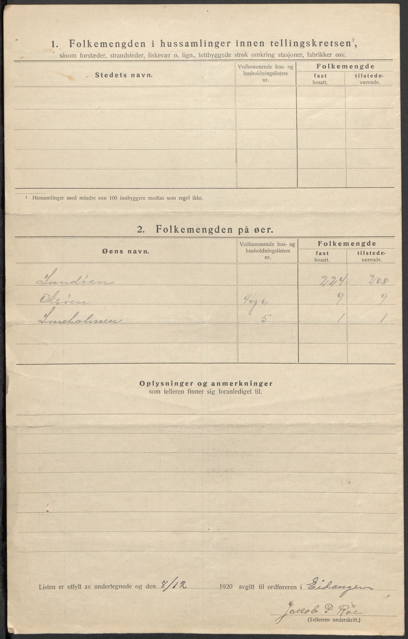 SAKO, 1920 census for Eidanger, 1920, p. 31