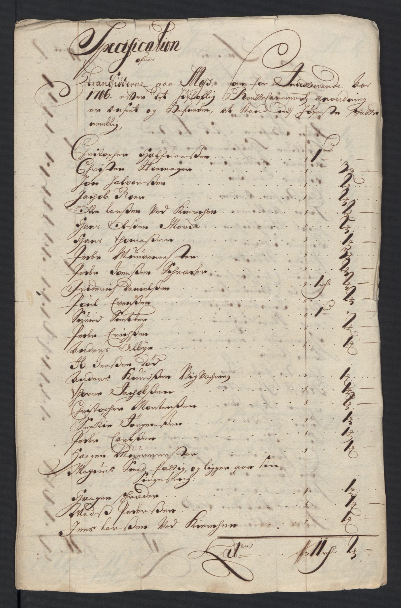 Rentekammeret inntil 1814, Reviderte regnskaper, Fogderegnskap, AV/RA-EA-4092/R04/L0133: Fogderegnskap Moss, Onsøy, Tune, Veme og Åbygge, 1705-1706, p. 282