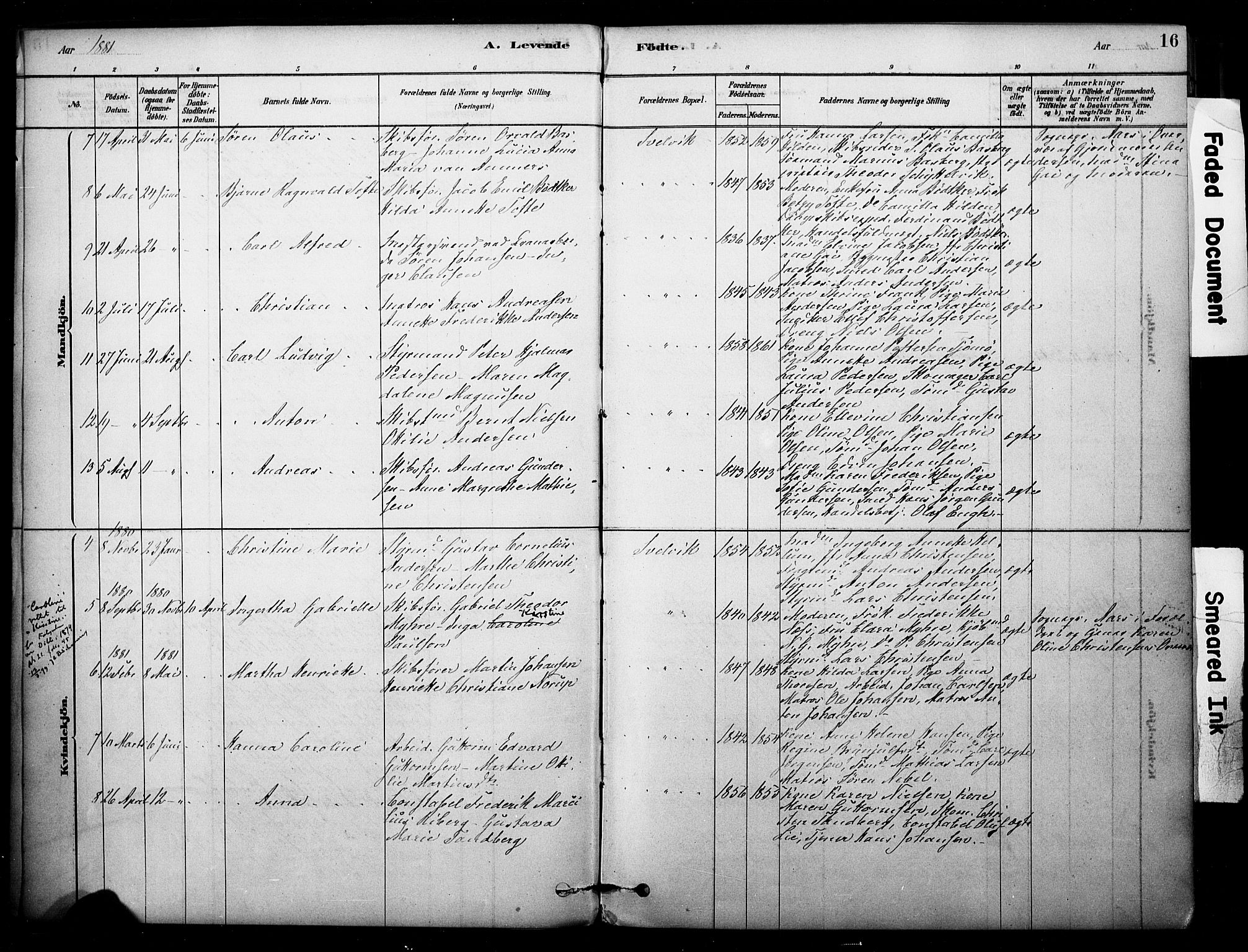 Strømm kirkebøker, AV/SAKO-A-322/F/Fb/L0001: Parish register (official) no. II 1, 1878-1899, p. 16