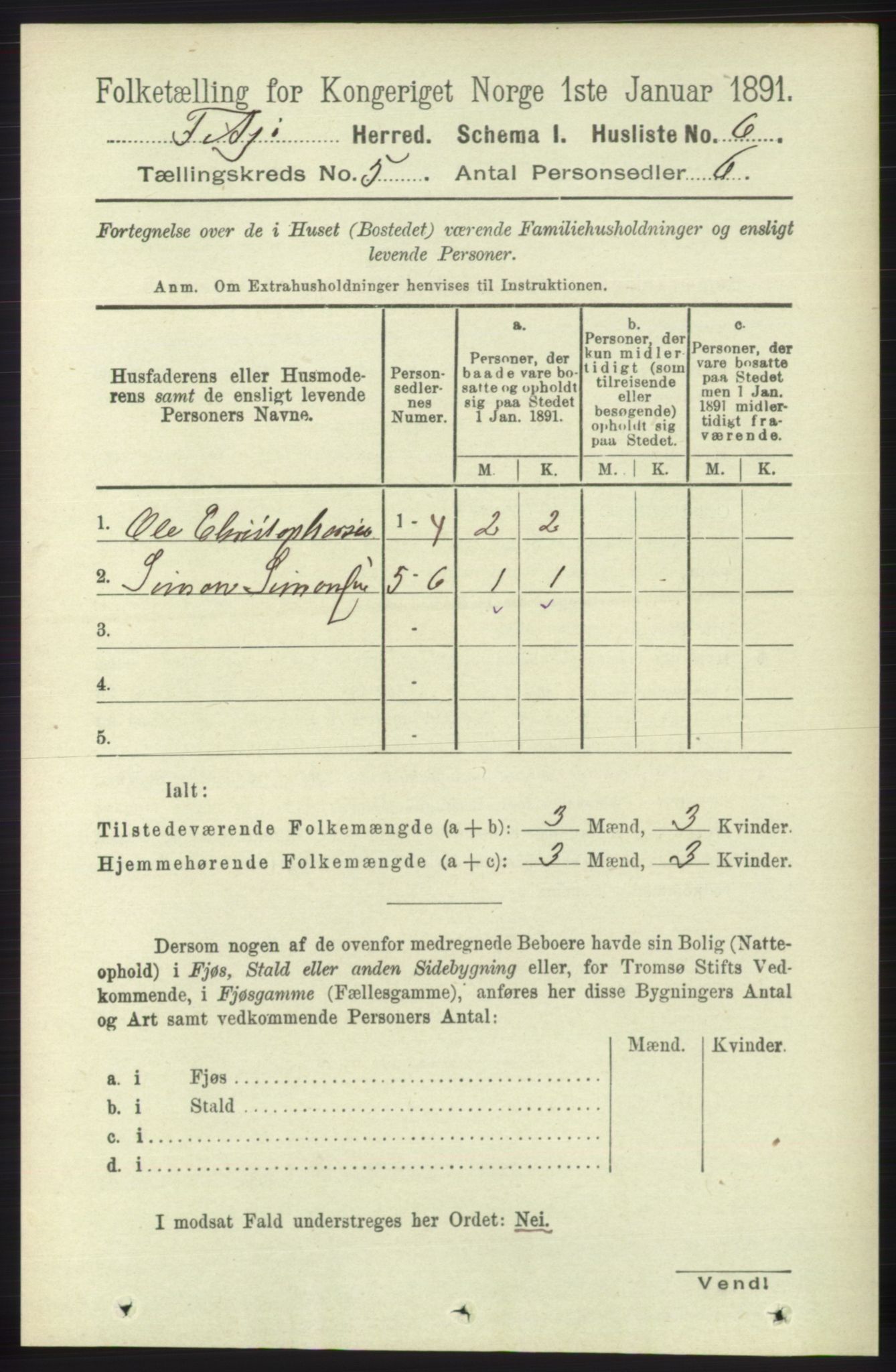 RA, 1891 census for 1222 Fitjar, 1891, p. 1682